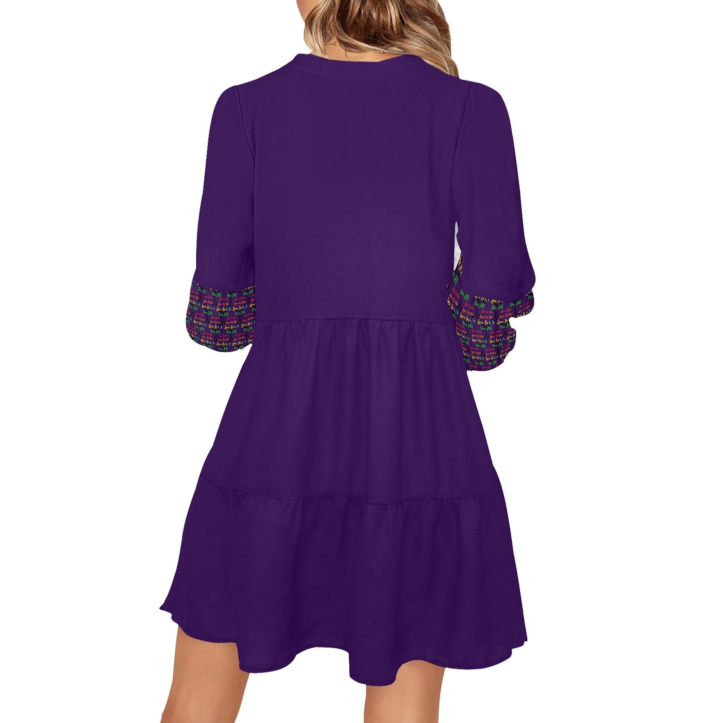 LINFA Boho Dress Little Hearts Purple