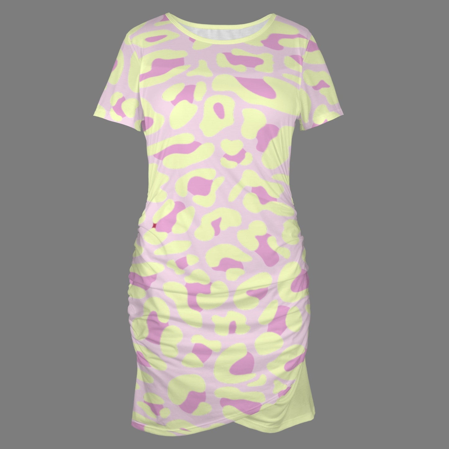 Light Yellow Pink Leopard Bodycon Dress