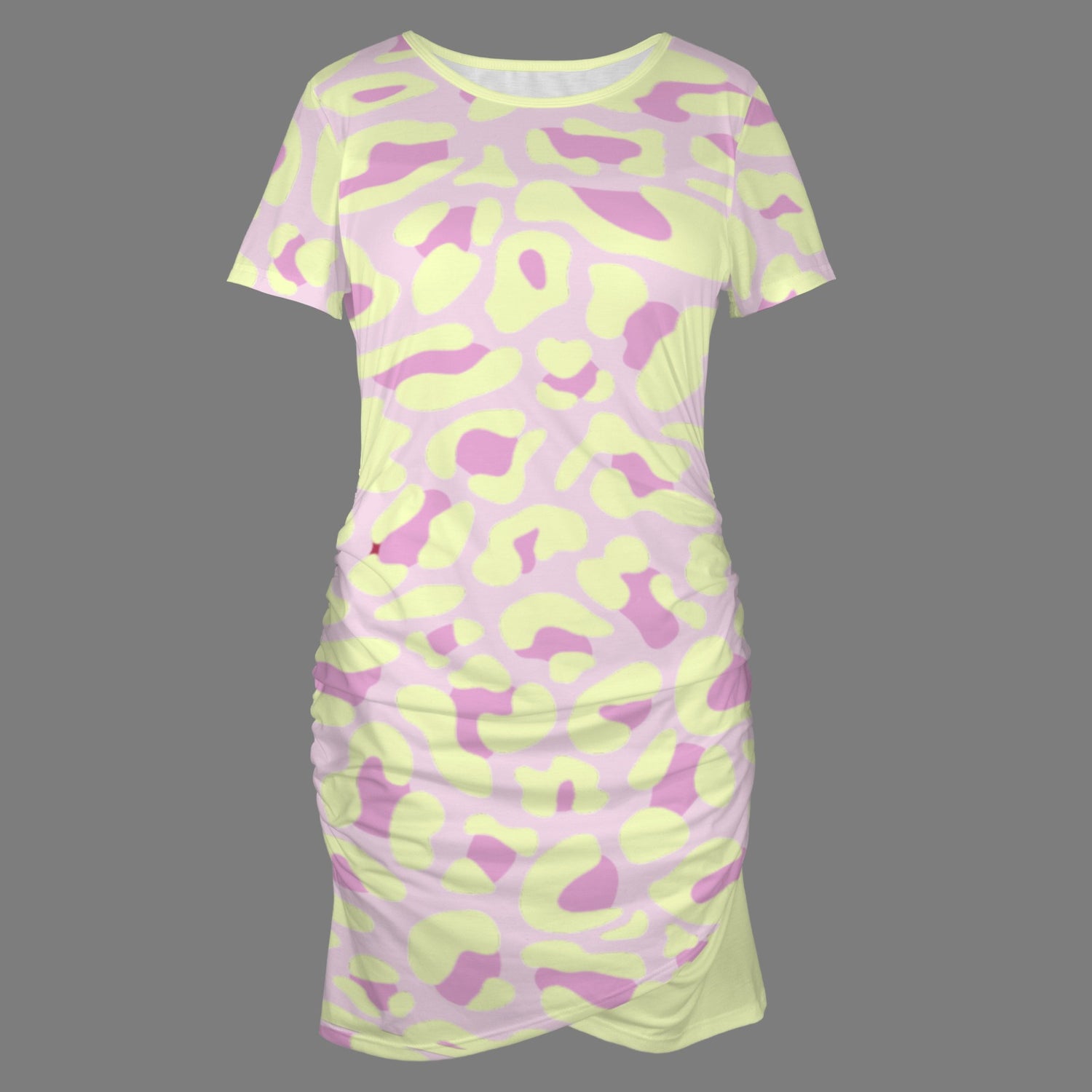 Light Yellow Pink Leopard Bodycon Dress