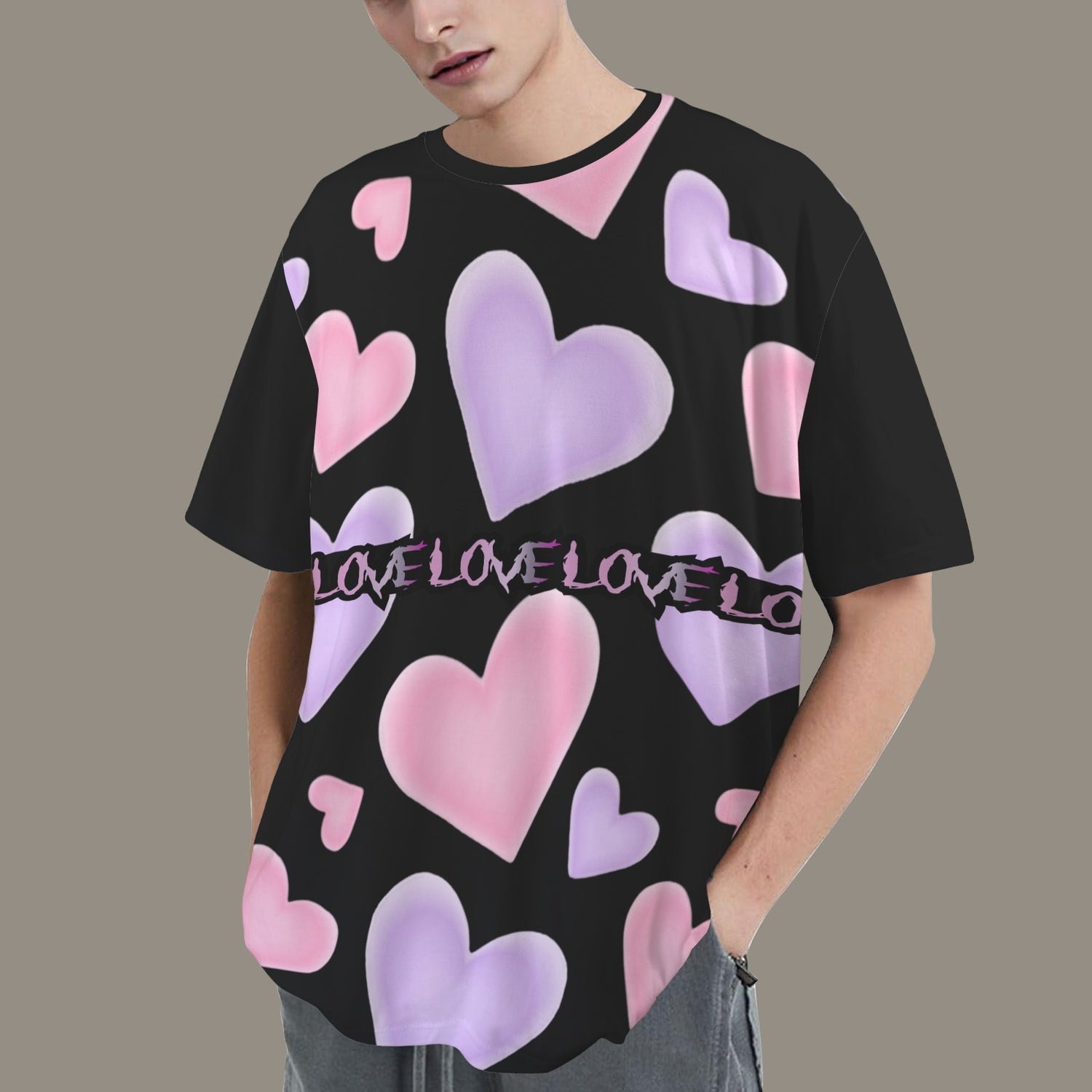 SE SON ROSE -MESSED HEARTS T-SHIRT BLACK