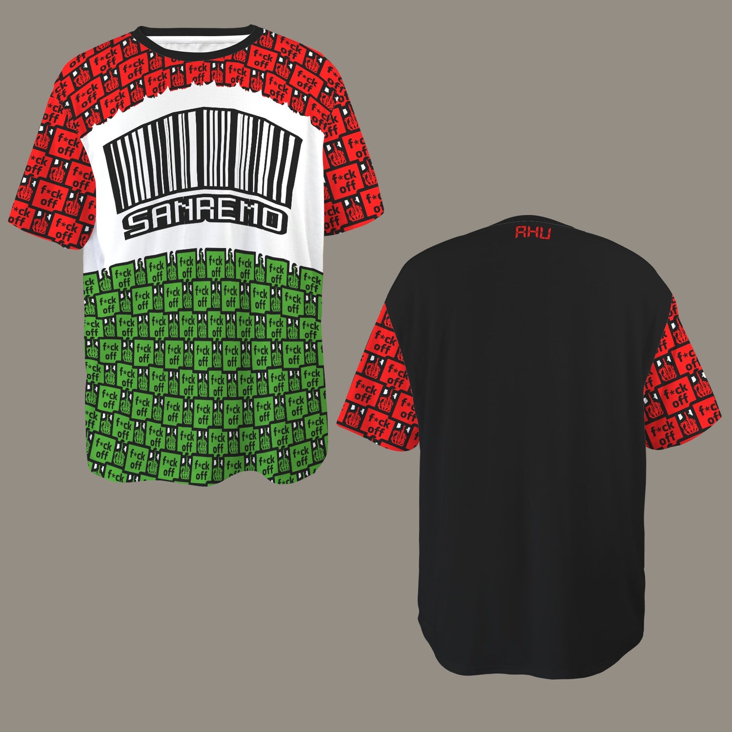 FUCK OFF SANREMO BARCODE BLACK T-SHIRT