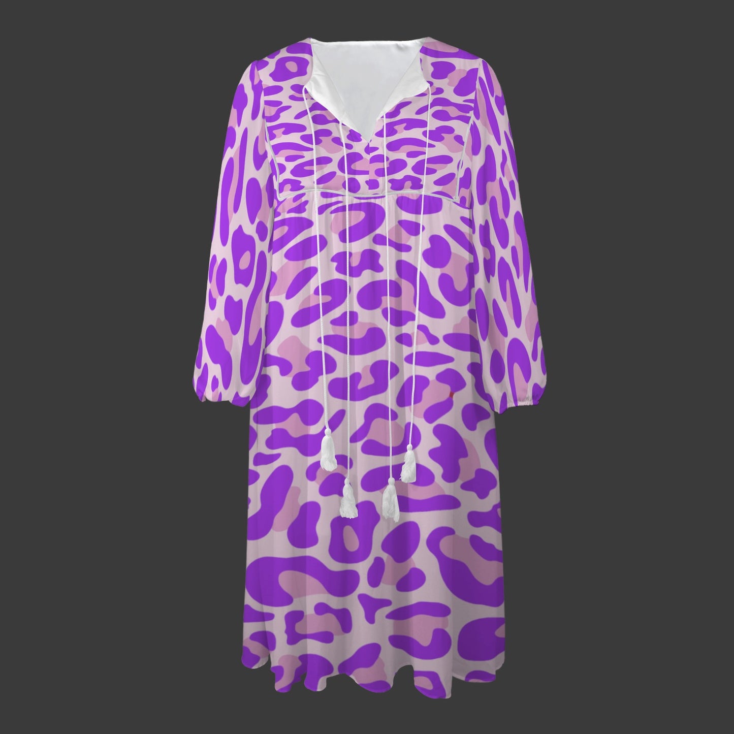 Bright Violet Pink Leopard Long Dress