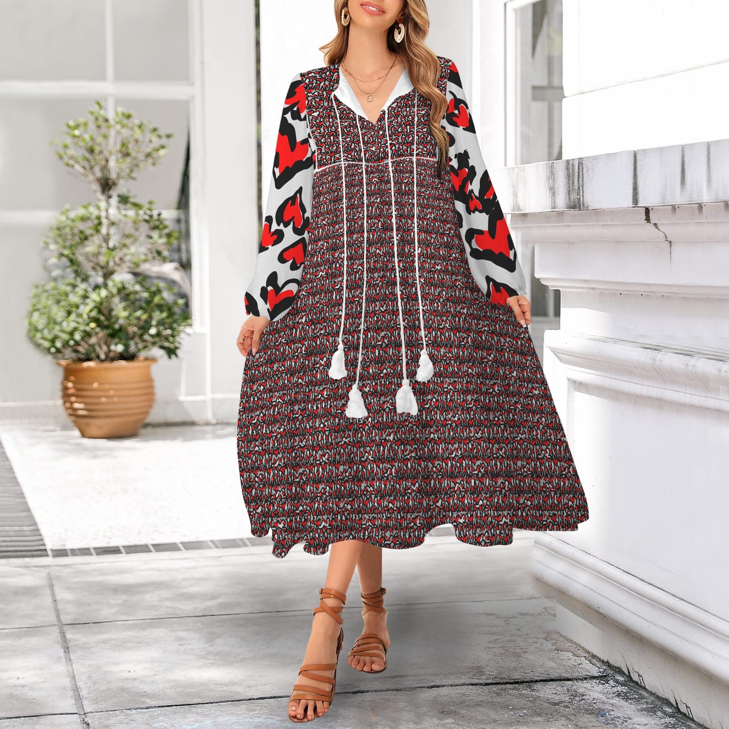 Mosquitoes Hearts Long Dress Grey Light Grey