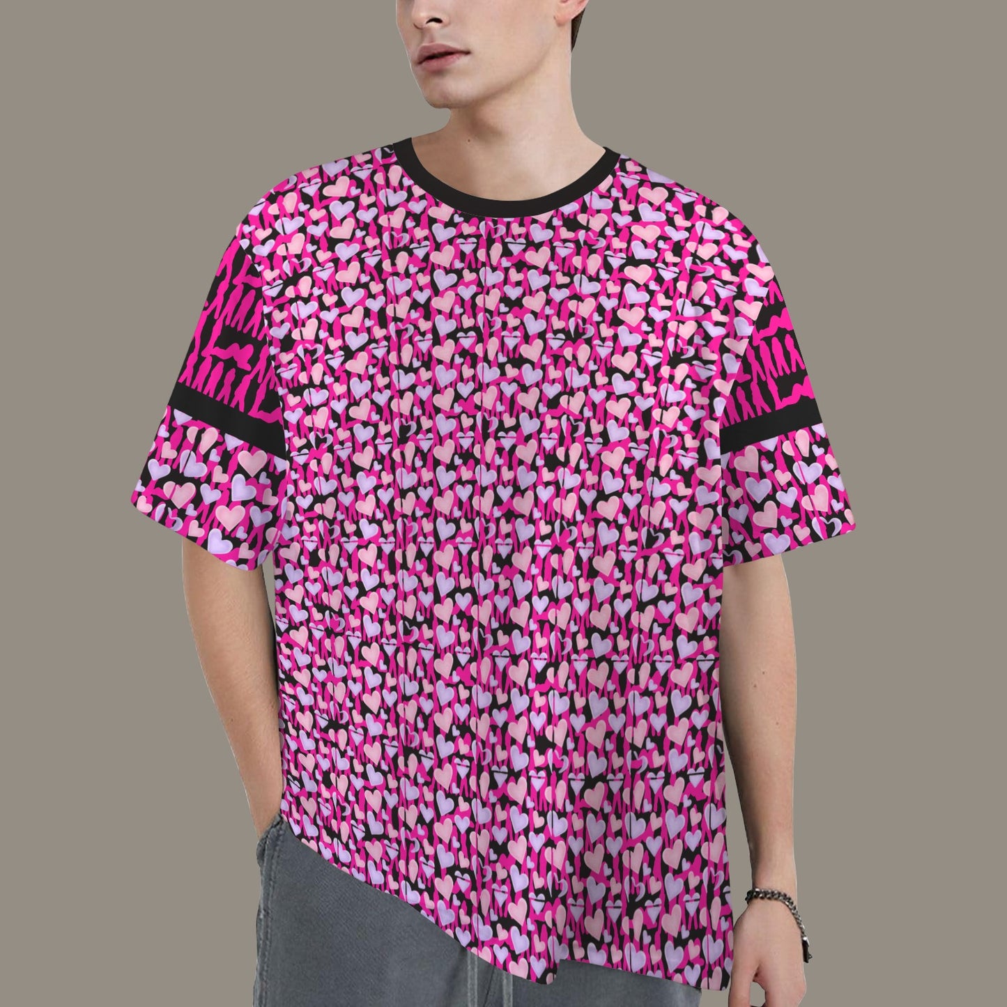 Mosquitoes Small Hearts T-shirt Hot Pink Black