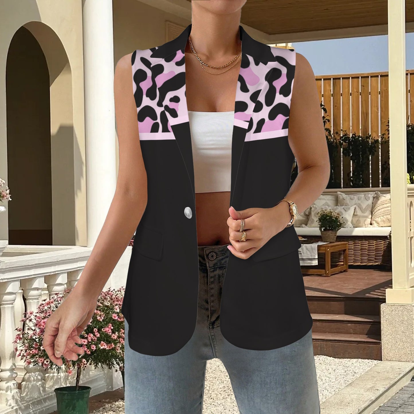 Gilet mamma Black Pink Leopard