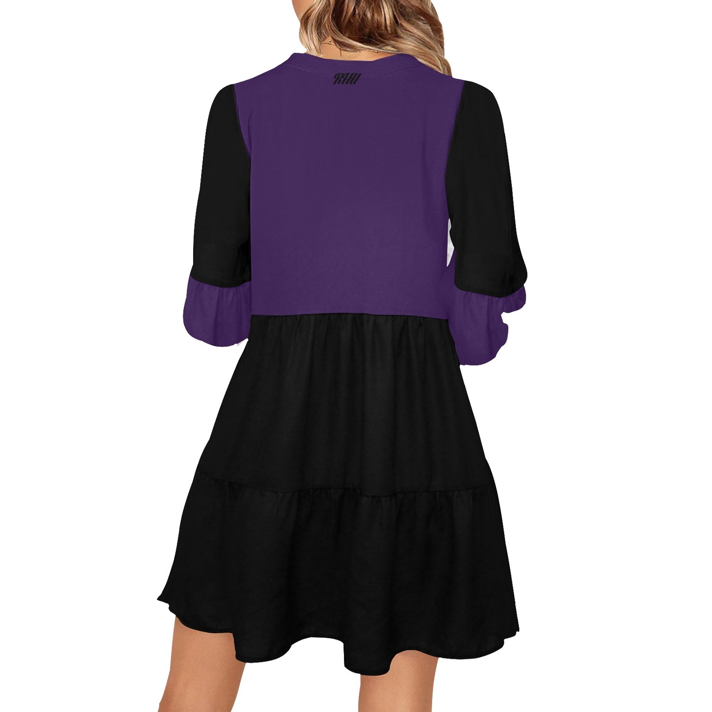 Caution Boho Dress Purple Sleeve