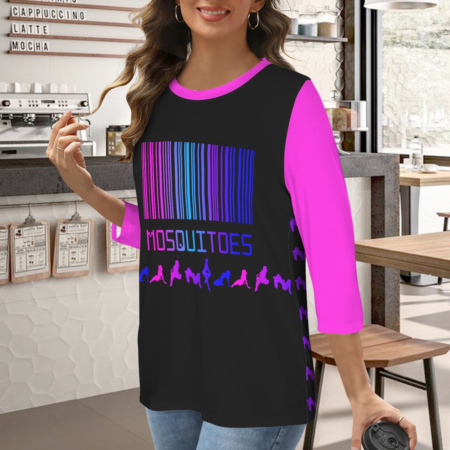 Mosquitoes Bar Code T Shirt Black Pink