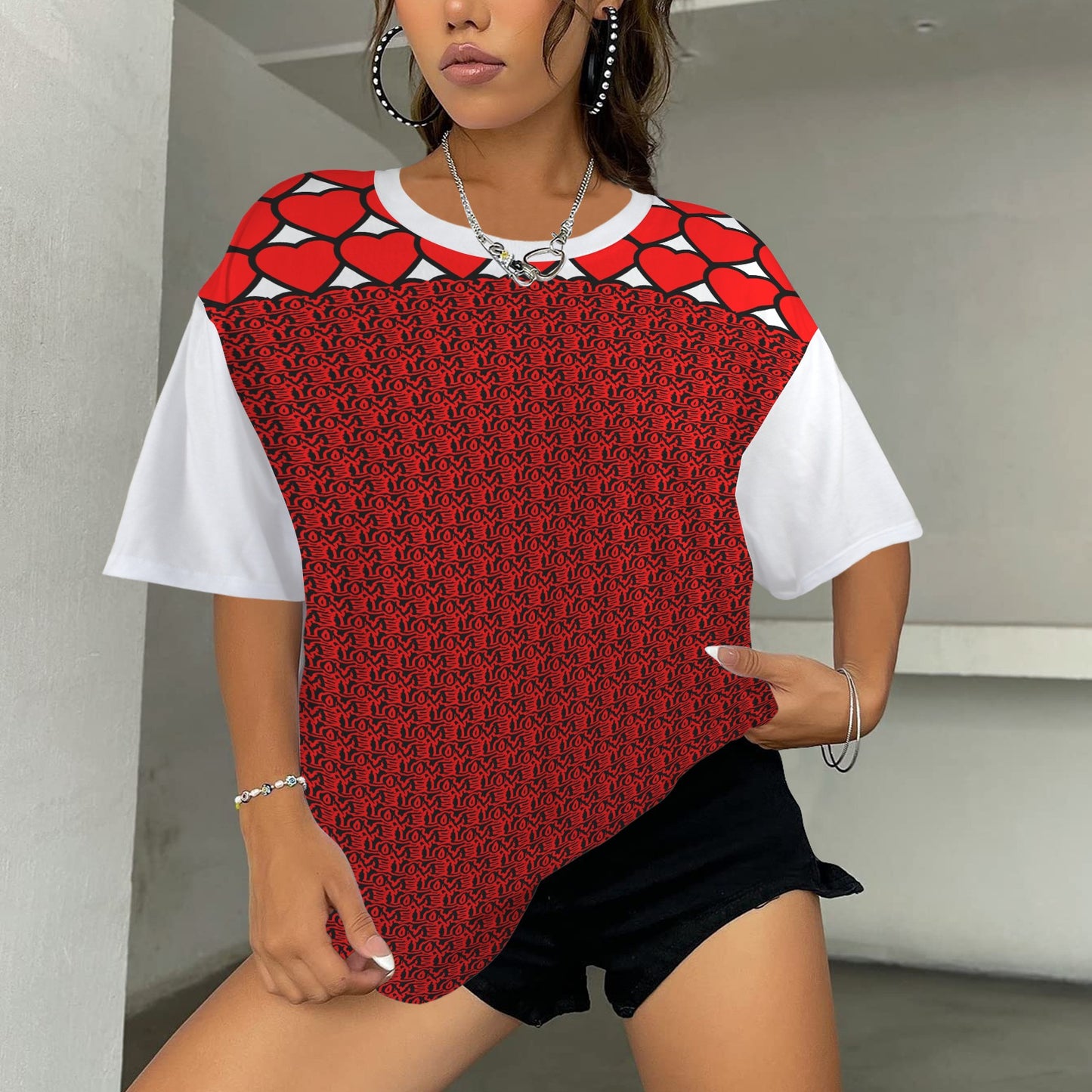 LOVE HEARTS WHITE T-SHIRT