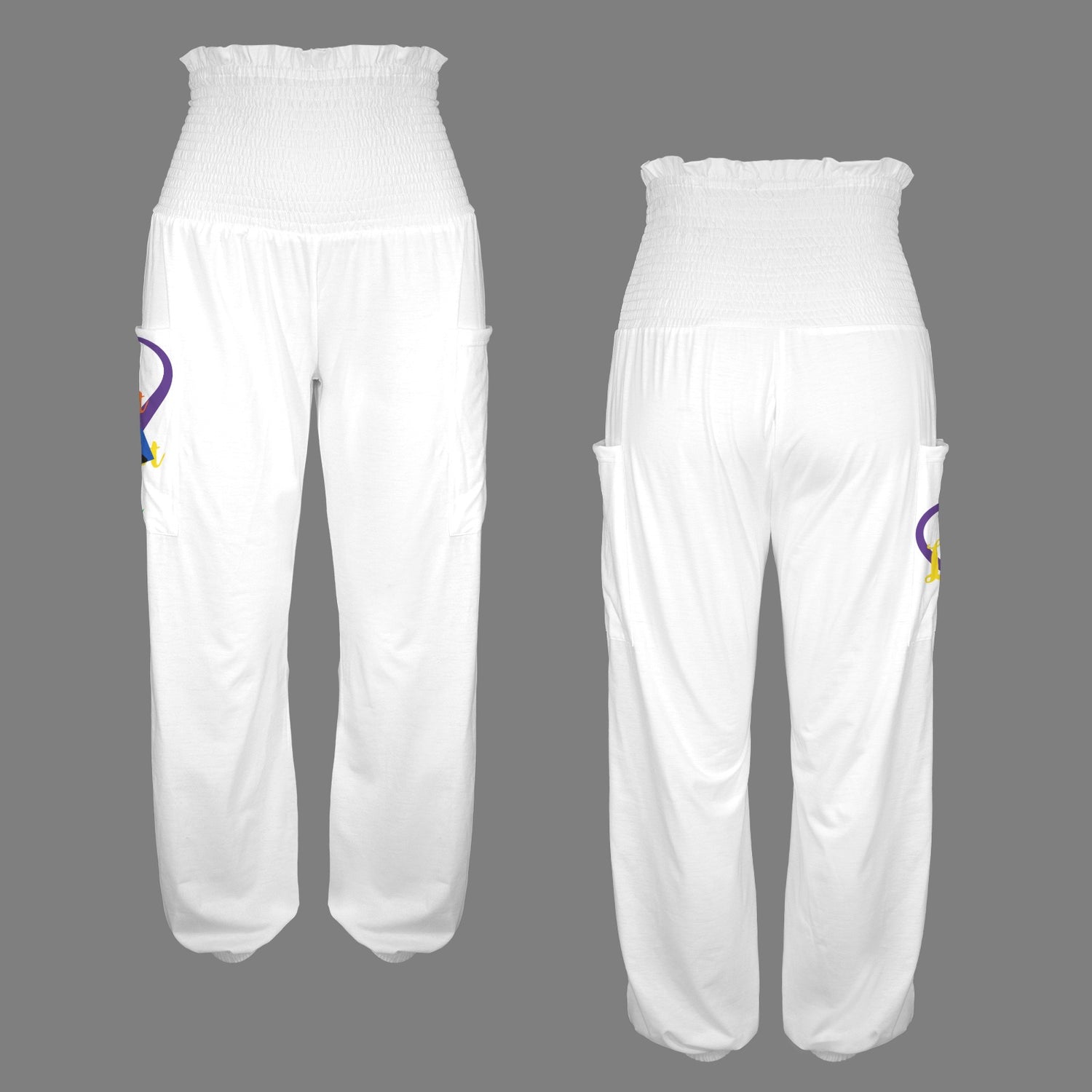 LINFA PANTS High Elastic Waist  White