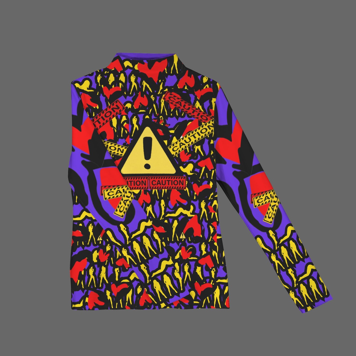 CAUTION Long Sleeve Turtleneck Shirt Blue Violet Hearts Mosquitoes Small SIGN