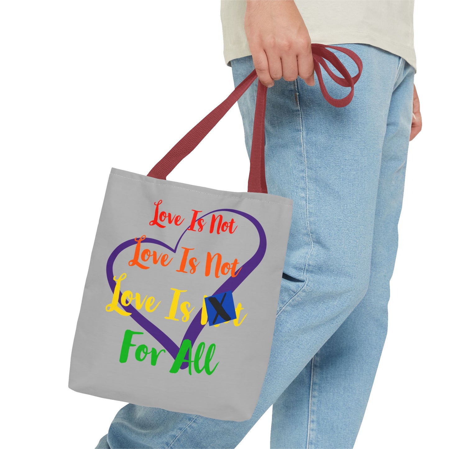 LINFA Tote Bag Light Grey Purple Heart