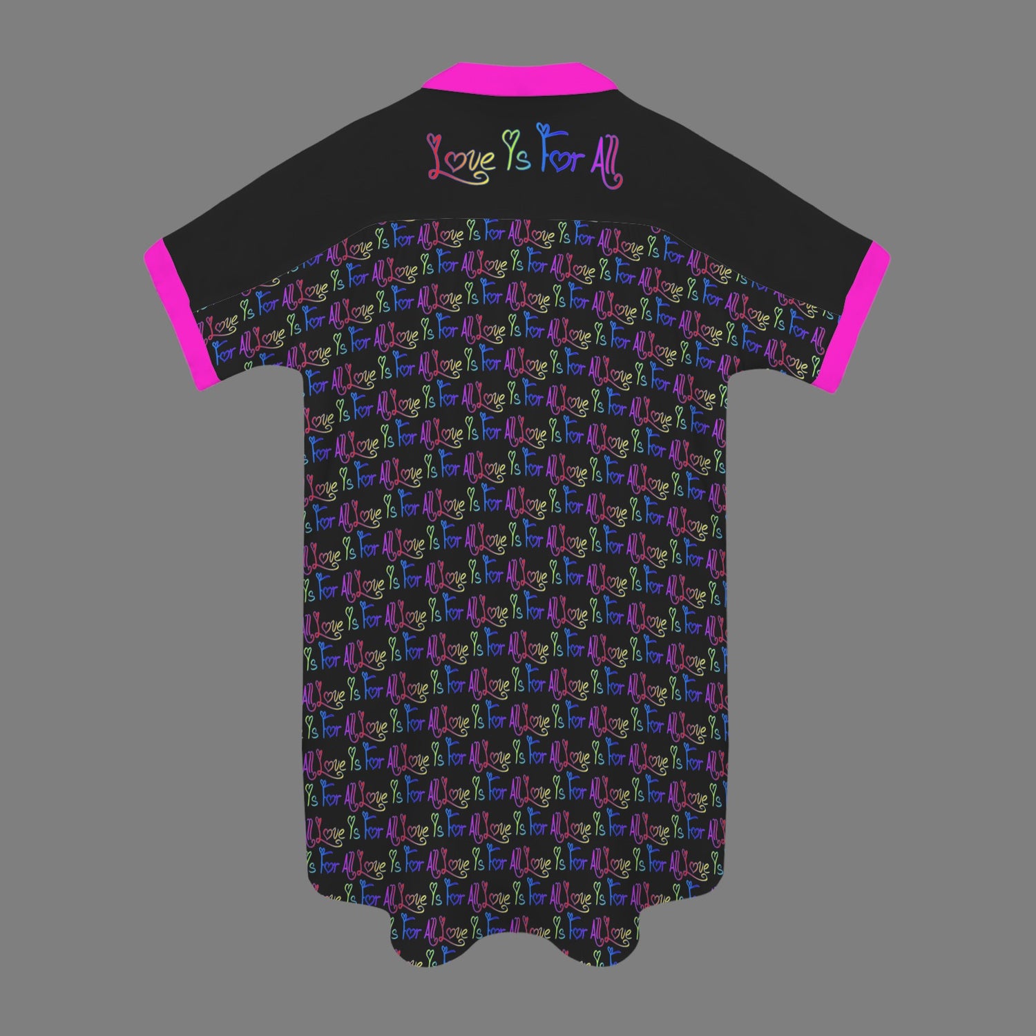 Love Is For All Pattern T Shirt Dress Short Sleeve Black Pink