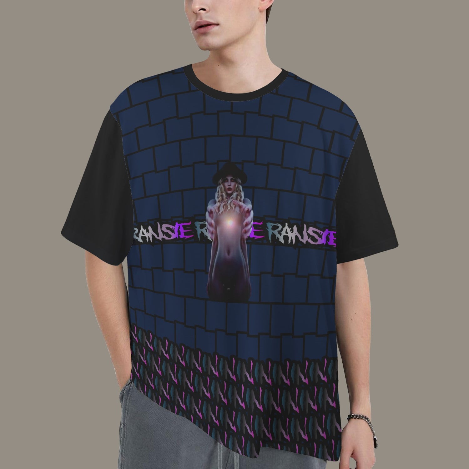 RANSIE IN NEVERLAND FIGURE GHOSTS WALL BLUE T-SHIRT