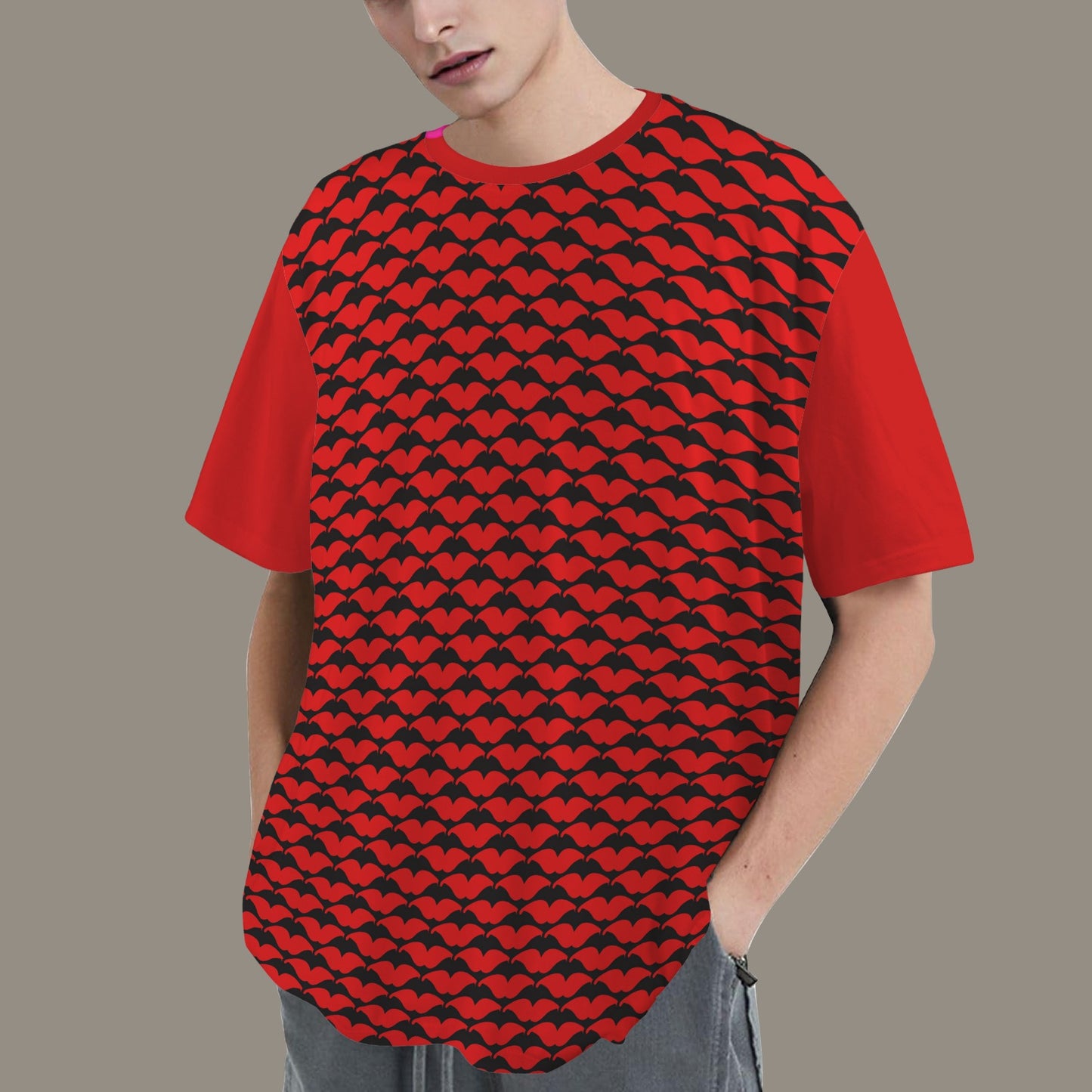 SE SON ROSE T-SHIRT -RED MOUTHS SOLID RED BACK