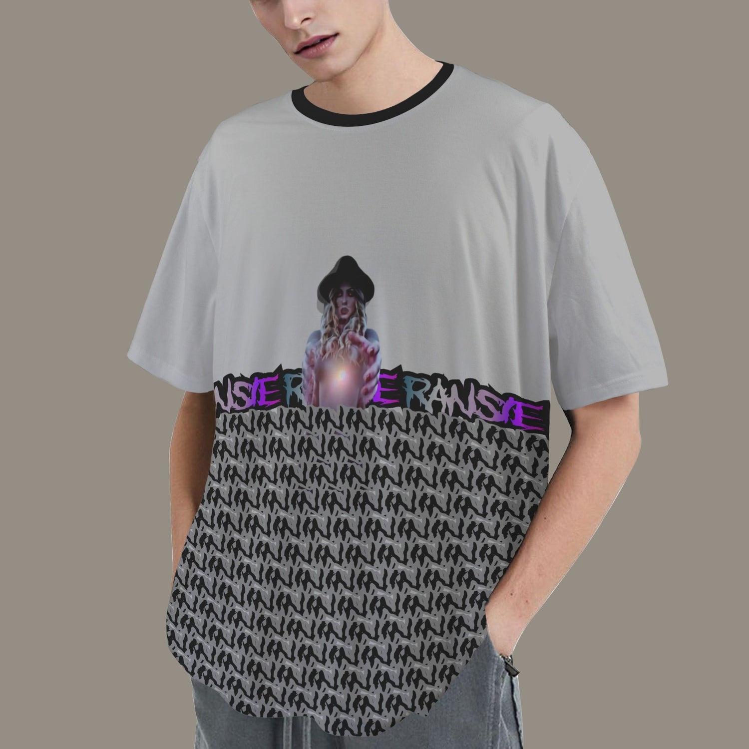 RANSIE IN NEVERLAND FIGURE GHOSTS WALL BLUE T-SHIRT