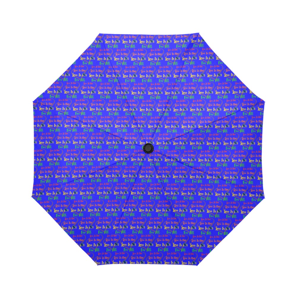 LINFA Little Hearts Electric Blue Automatic Foldable Umbrella