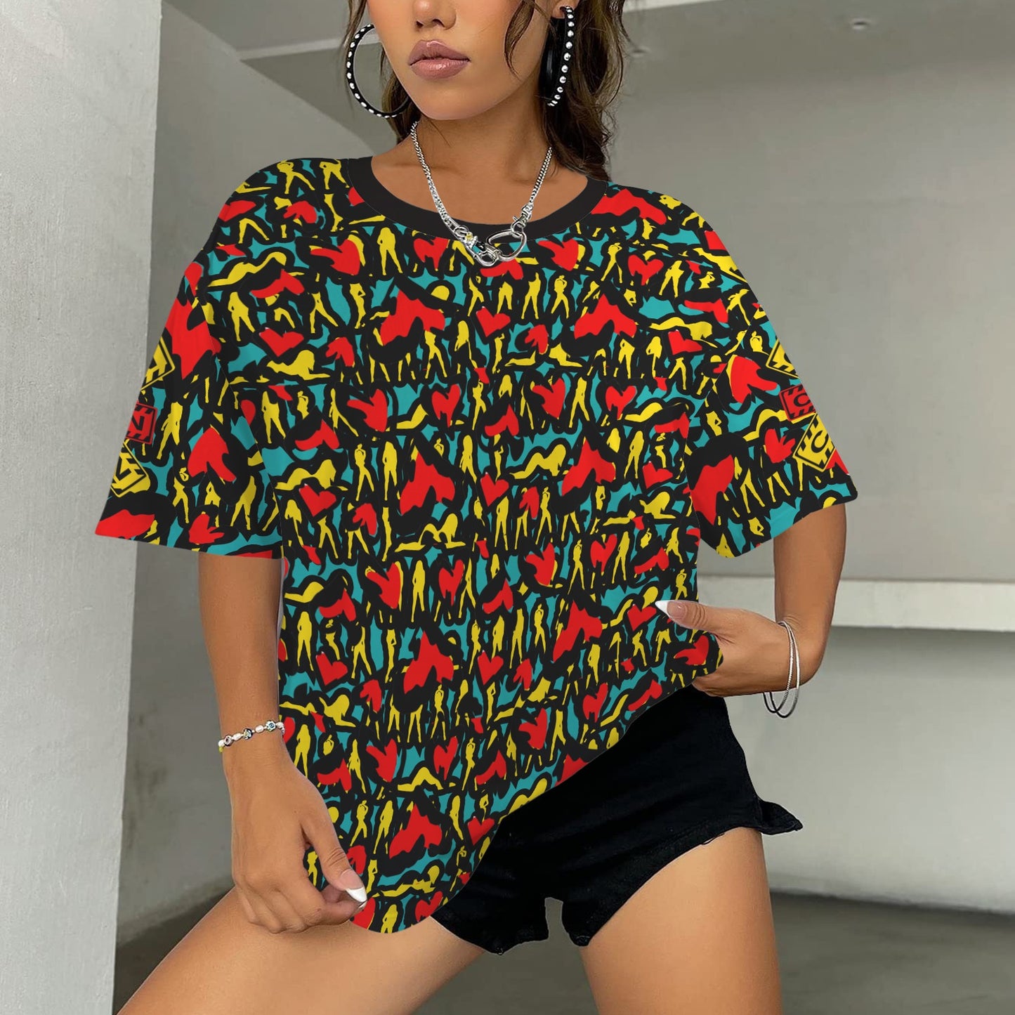 Mosquitoes Hearts Verde Acqua T-shirt - Caution Sleeve