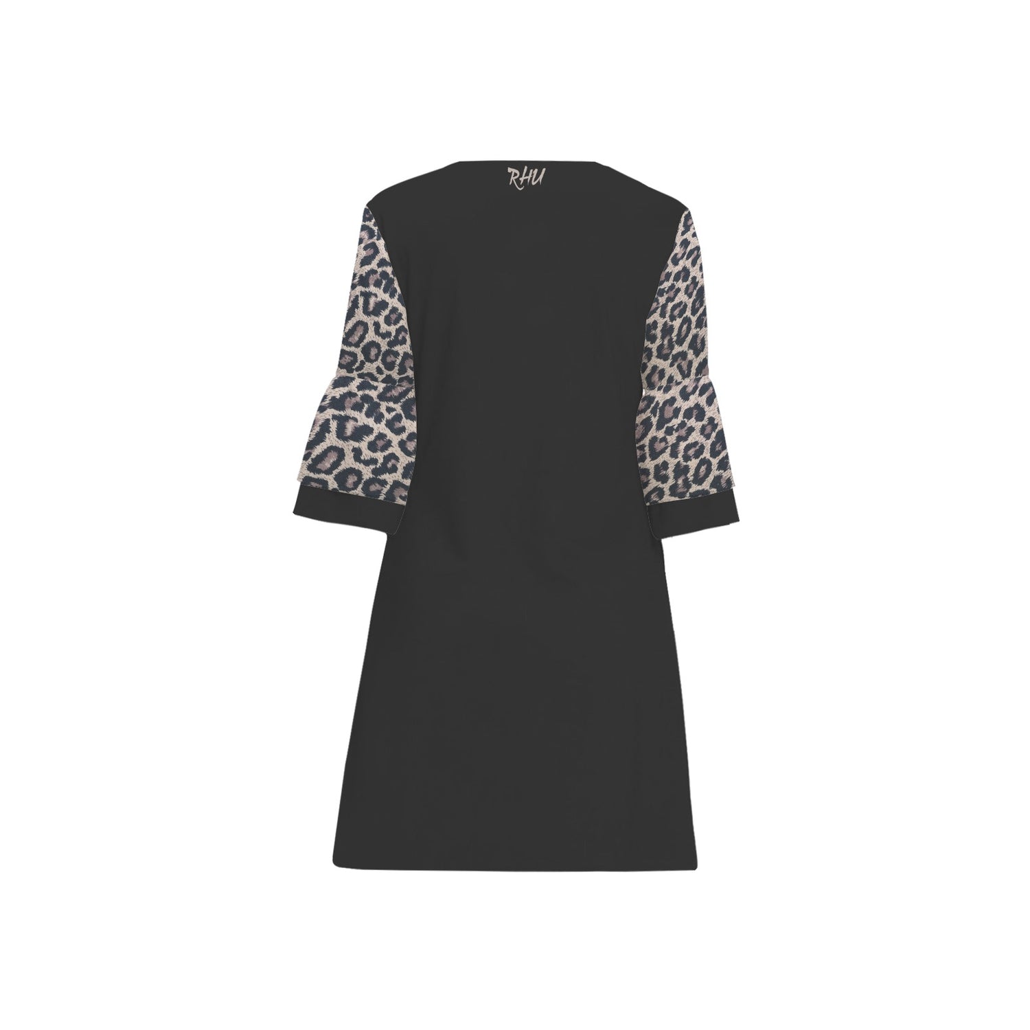 leopard beige 3/4 Sleeve Dress writings