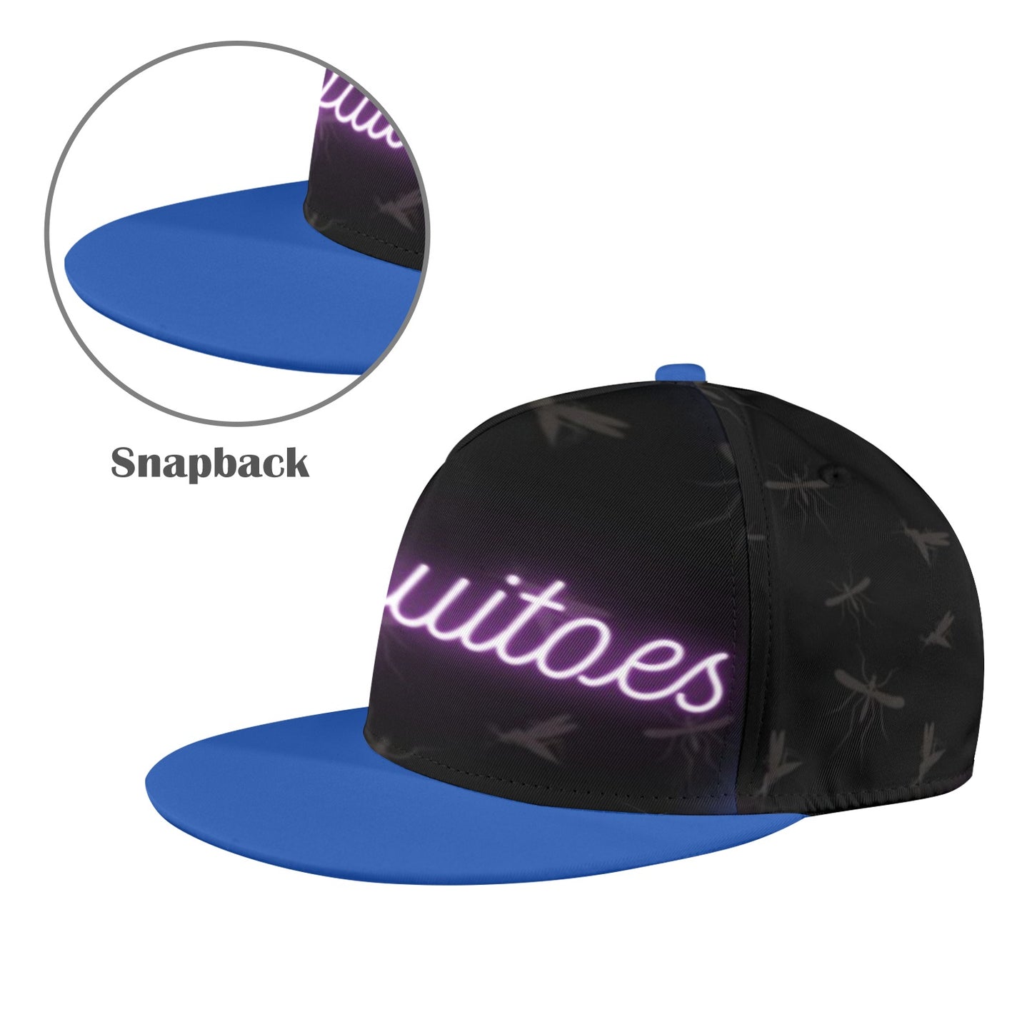 Mosquitoes Black Blue /Blue Button Snapback Hat