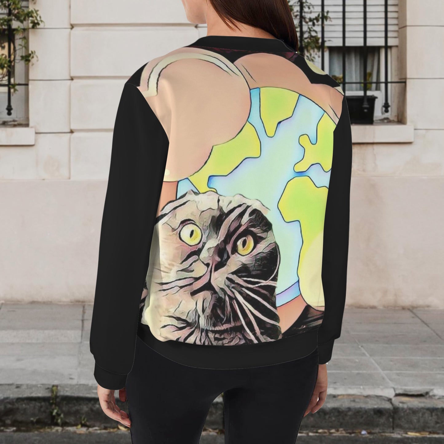Humans Scare Me Lightweight Jacket Black  Yellow Green  Half Design