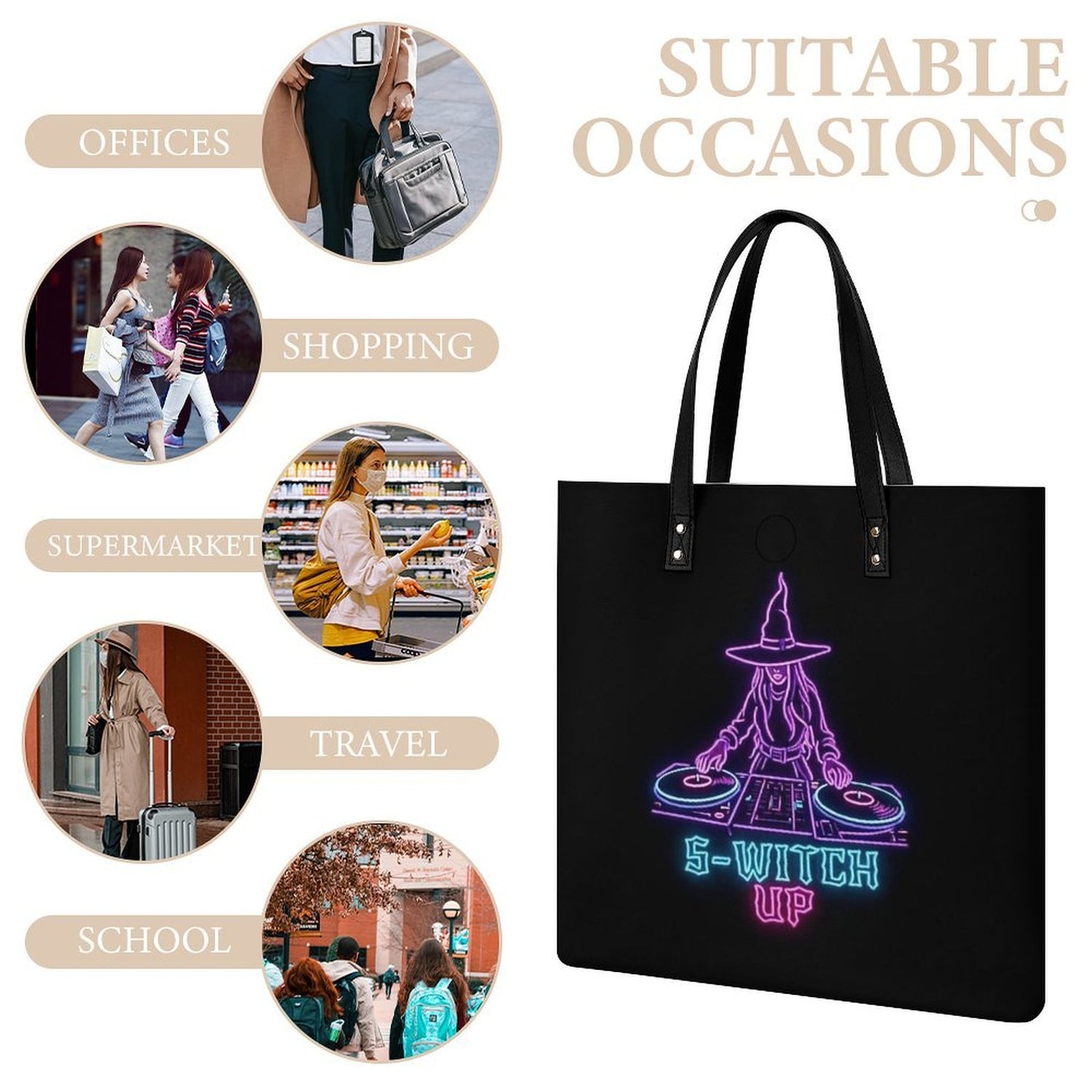 S-WITCH UP FLAT PU LEATHER TOTE
