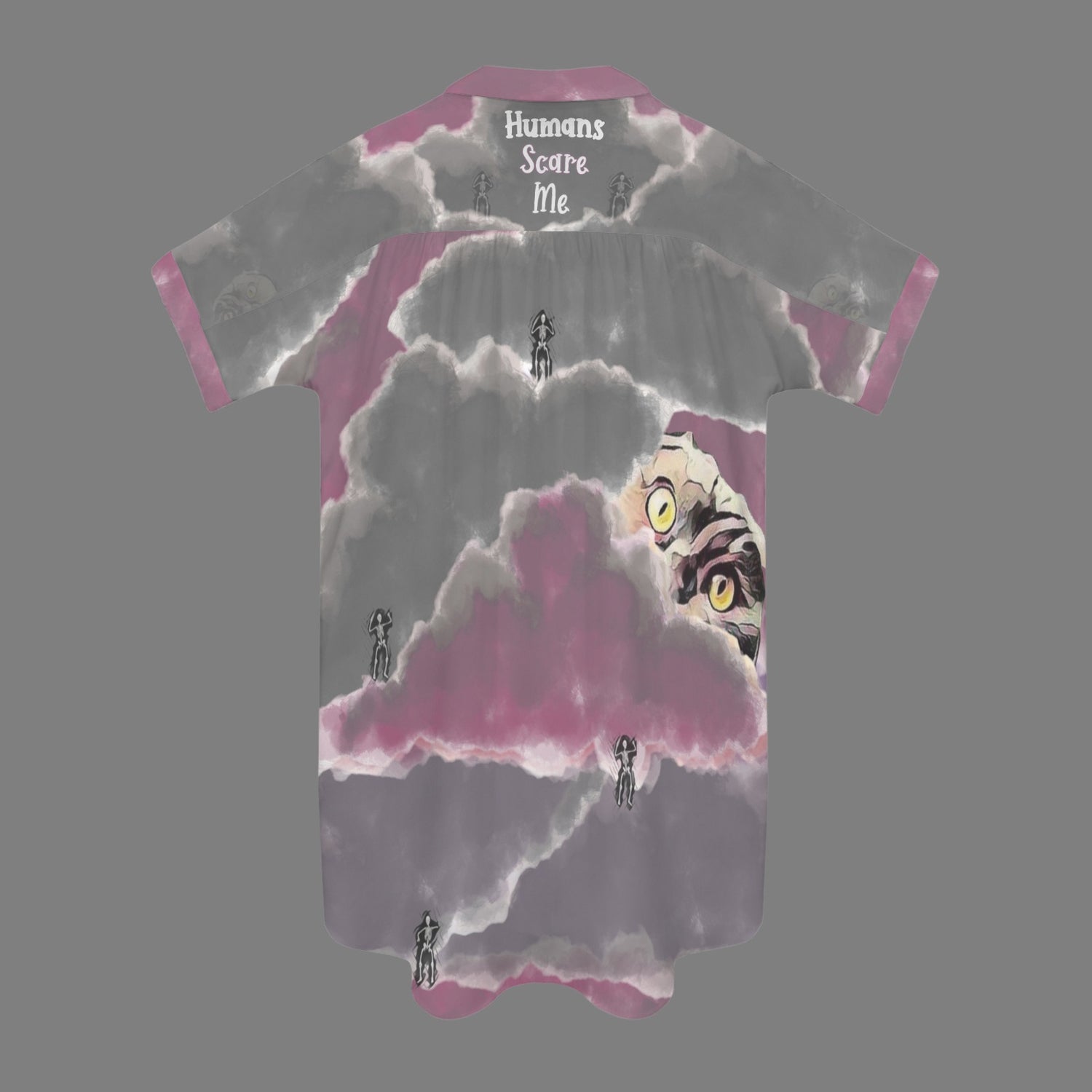 Humans Scare Me Jimmy Cloud T-Shirt Dress Bordeaux -Small HSM