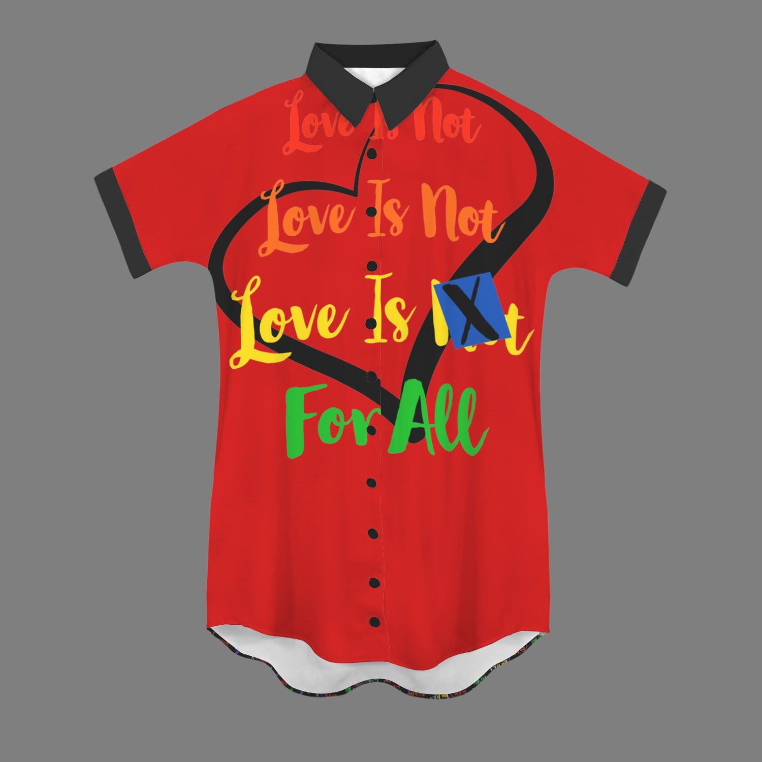 LINFA T Shirt Dress Short Sleeve Little Hearts Back Red