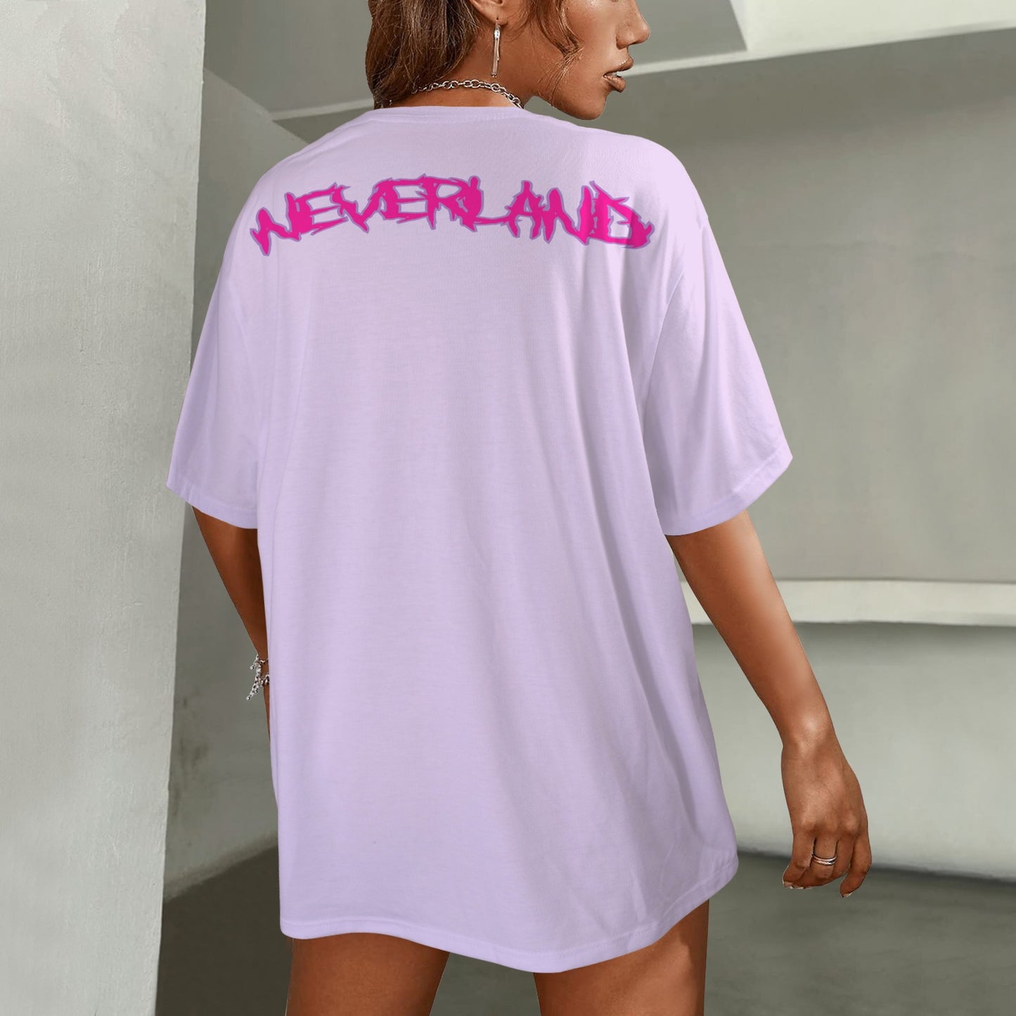 RANSIE FIGURE T-SHIRT -HOT PINK/LILAC WALL & HEARTS - SOLID LILAC BACK