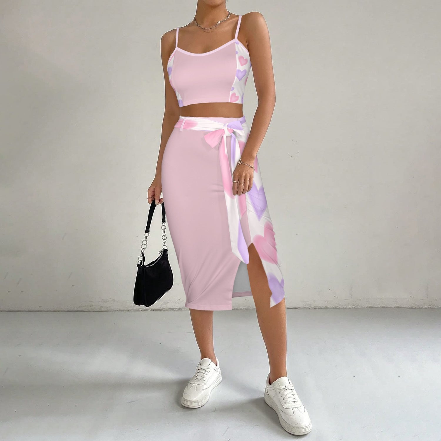 Cami Skirt White Light Mauve Hearts