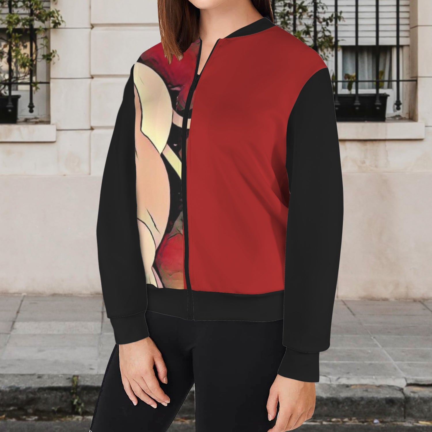 Humans Scare Me Lightweight Jacket Black Red  Half Design