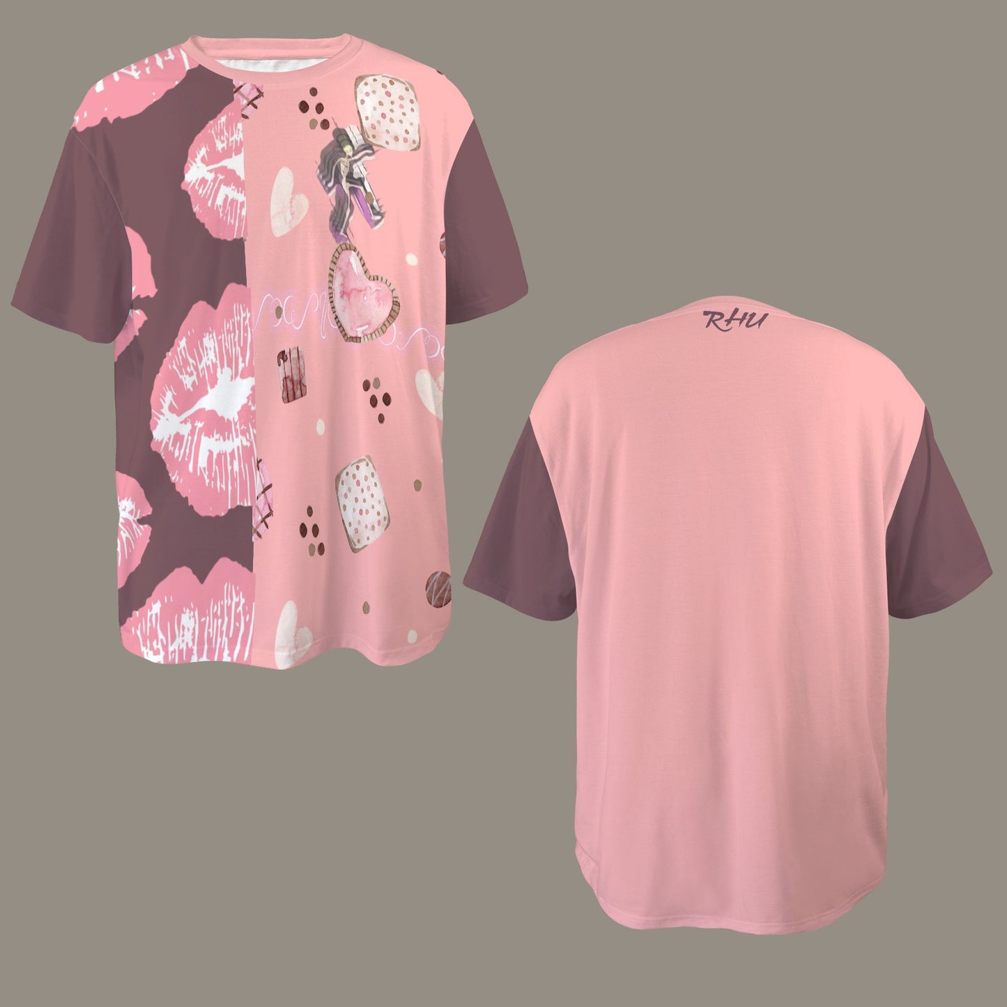 Hidden Name T-shirt Mouth Cookies Pink Brown