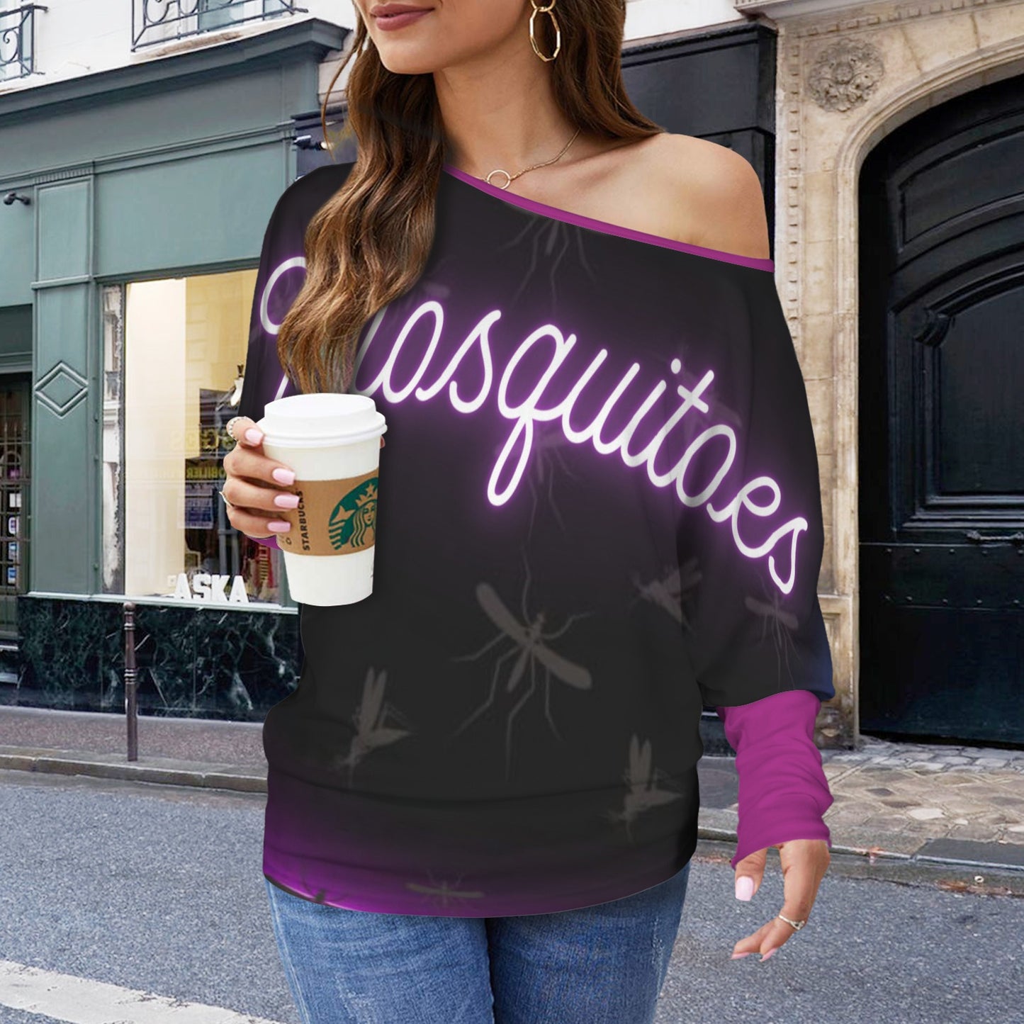 Mosquitoes Sweater Purple Sleeve