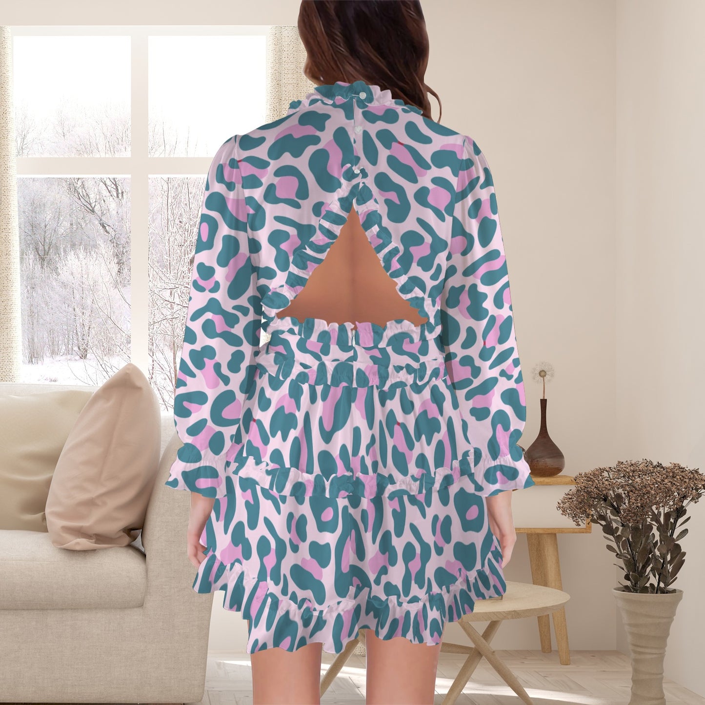 Green Pink Leopard Dress