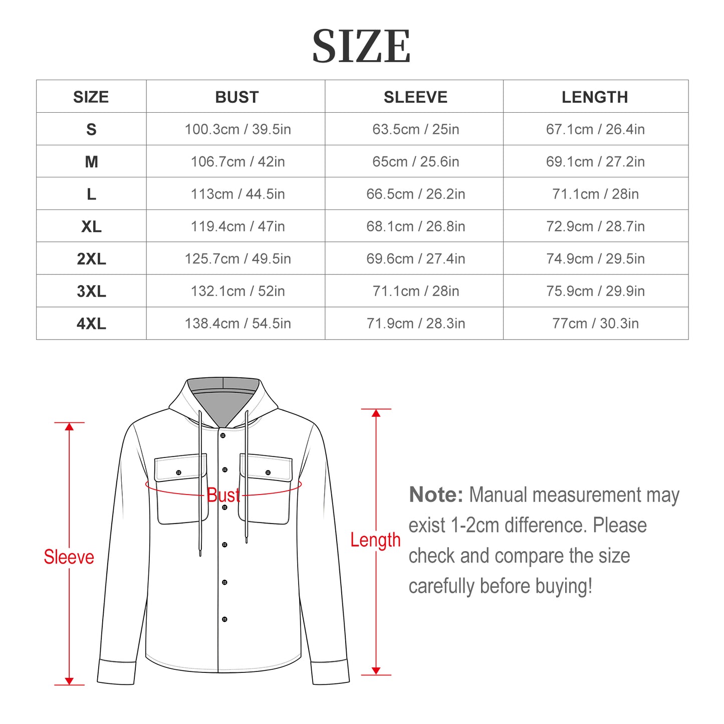 Custom Women's Long sleeved hooded Shirt Jacket Coat