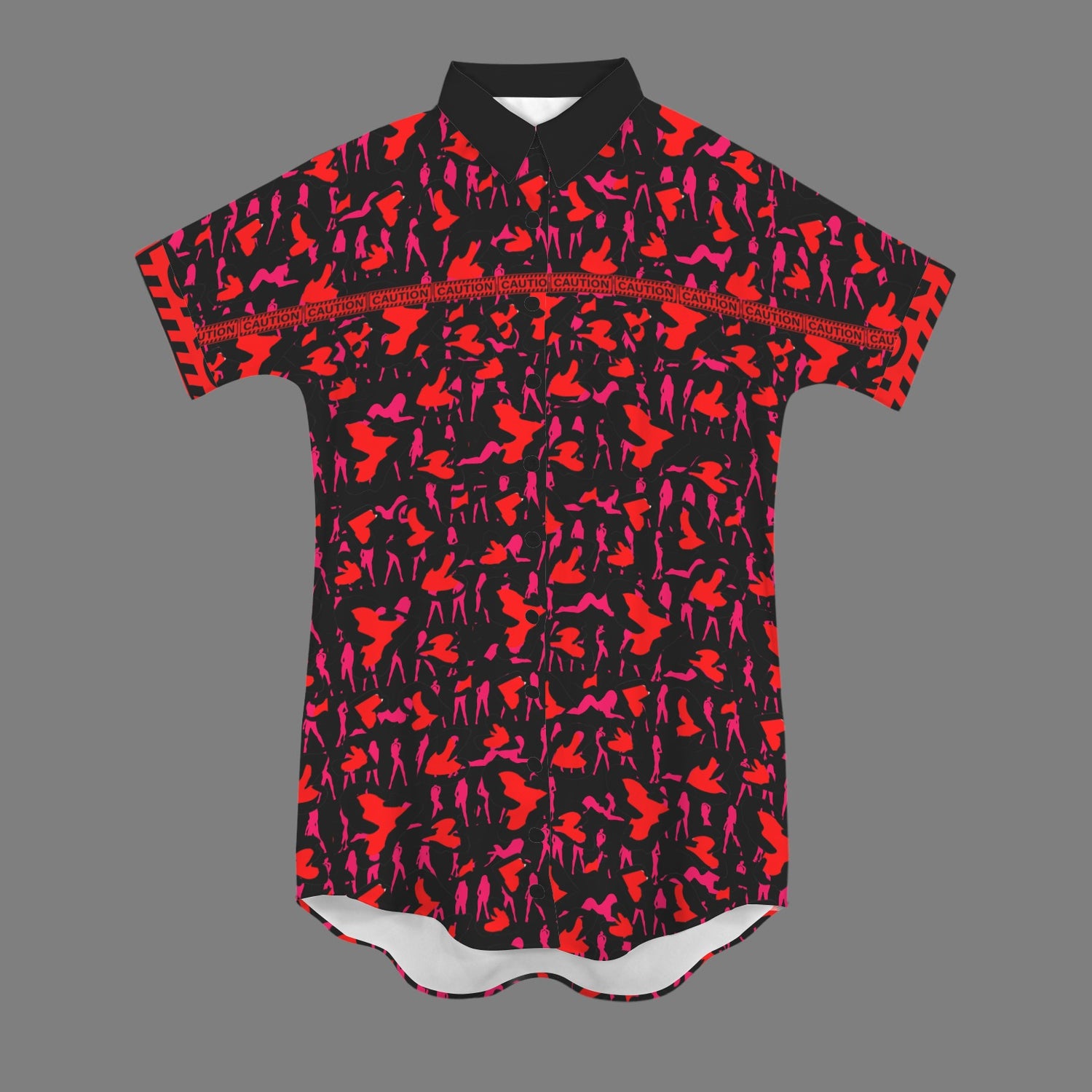 Caution Mosquitoes T Shirt Dress Magenta Red Black Buttons