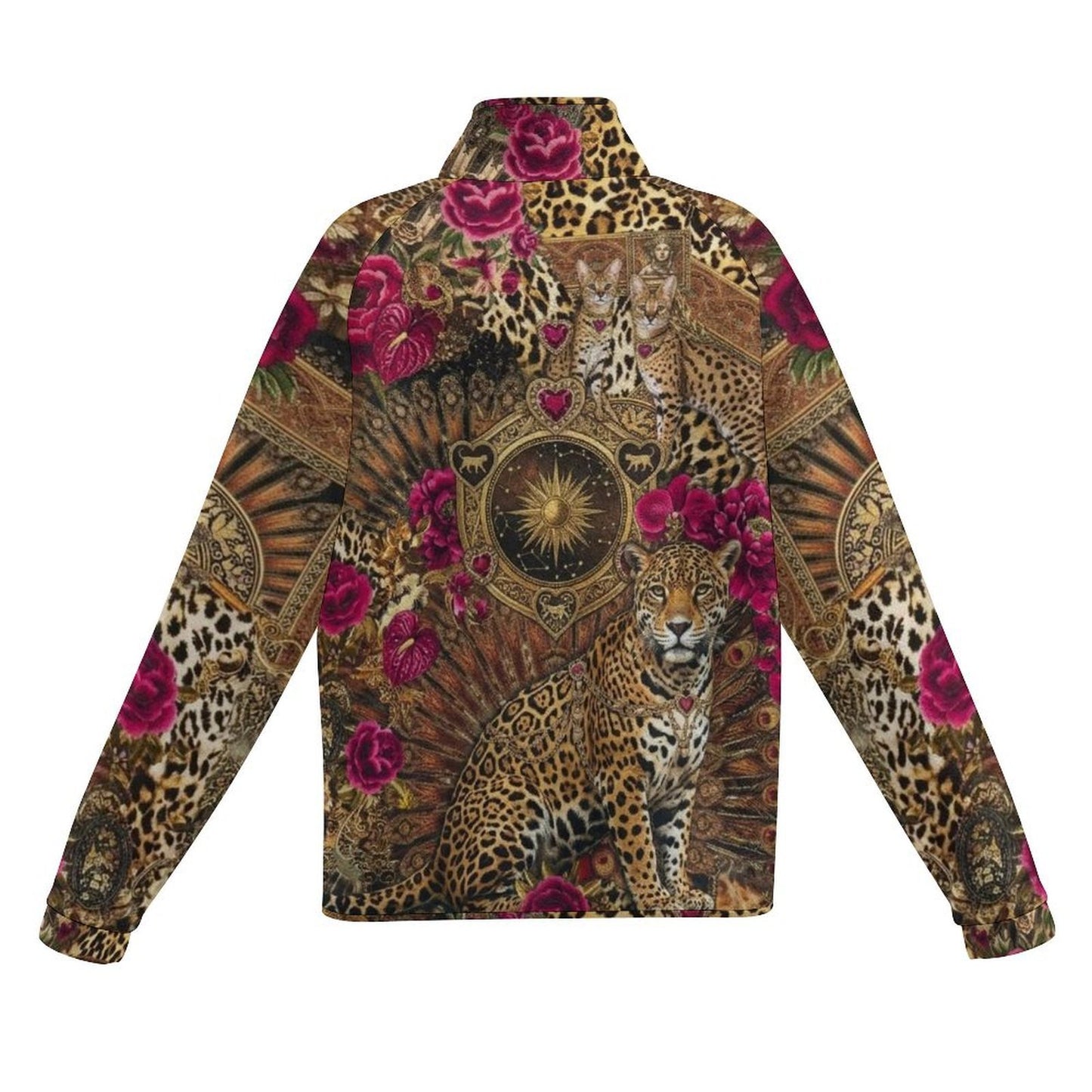 All Over Print Women's Casual Fleece-Lined Button-Up Jacket with Chest Pocket
