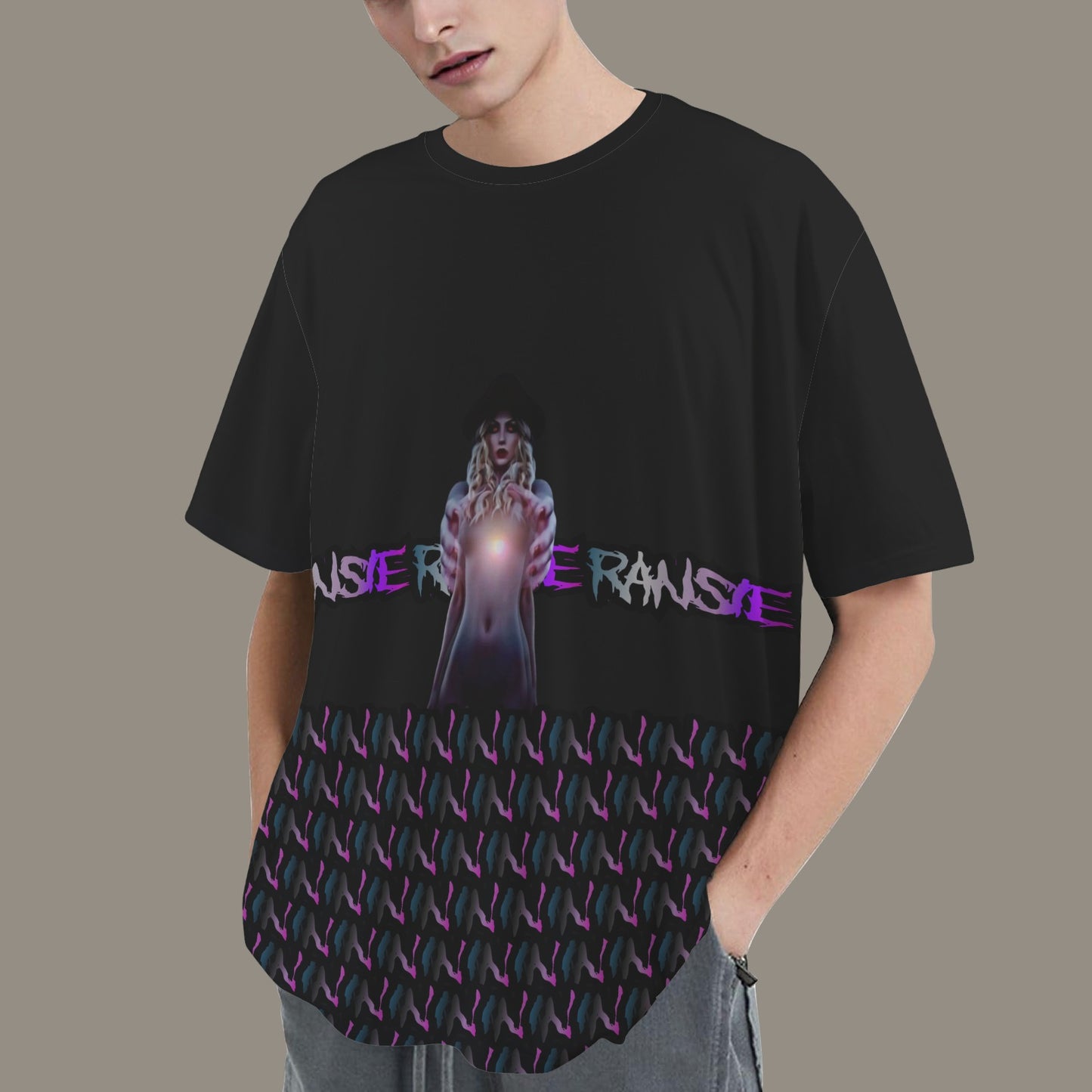 RANSIE IN NEVERLAND FIGURE GHOSTS WALL BLUE T-SHIRT