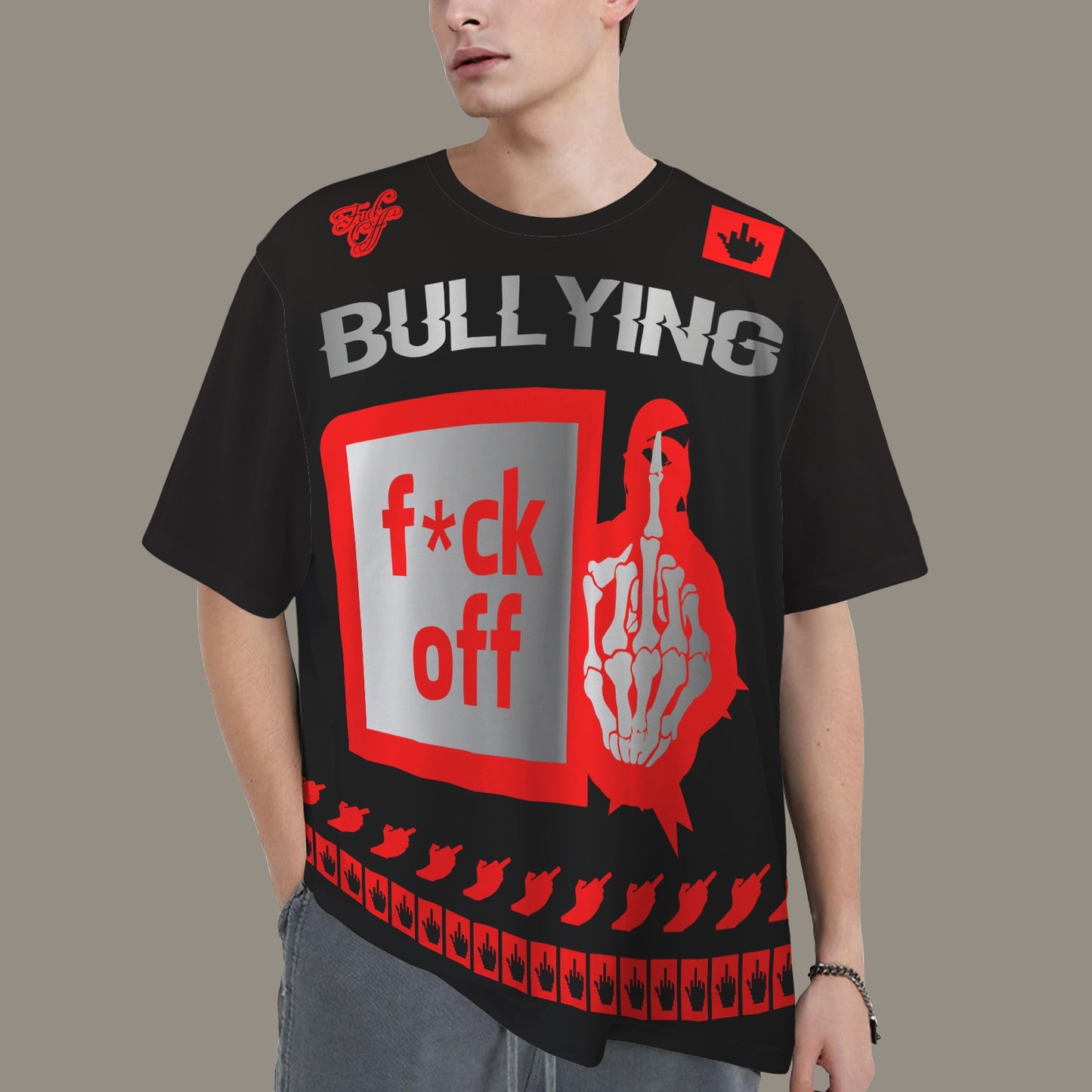 FUCK OFF BULLYING DISTRESSED T-SHIRT BLACK