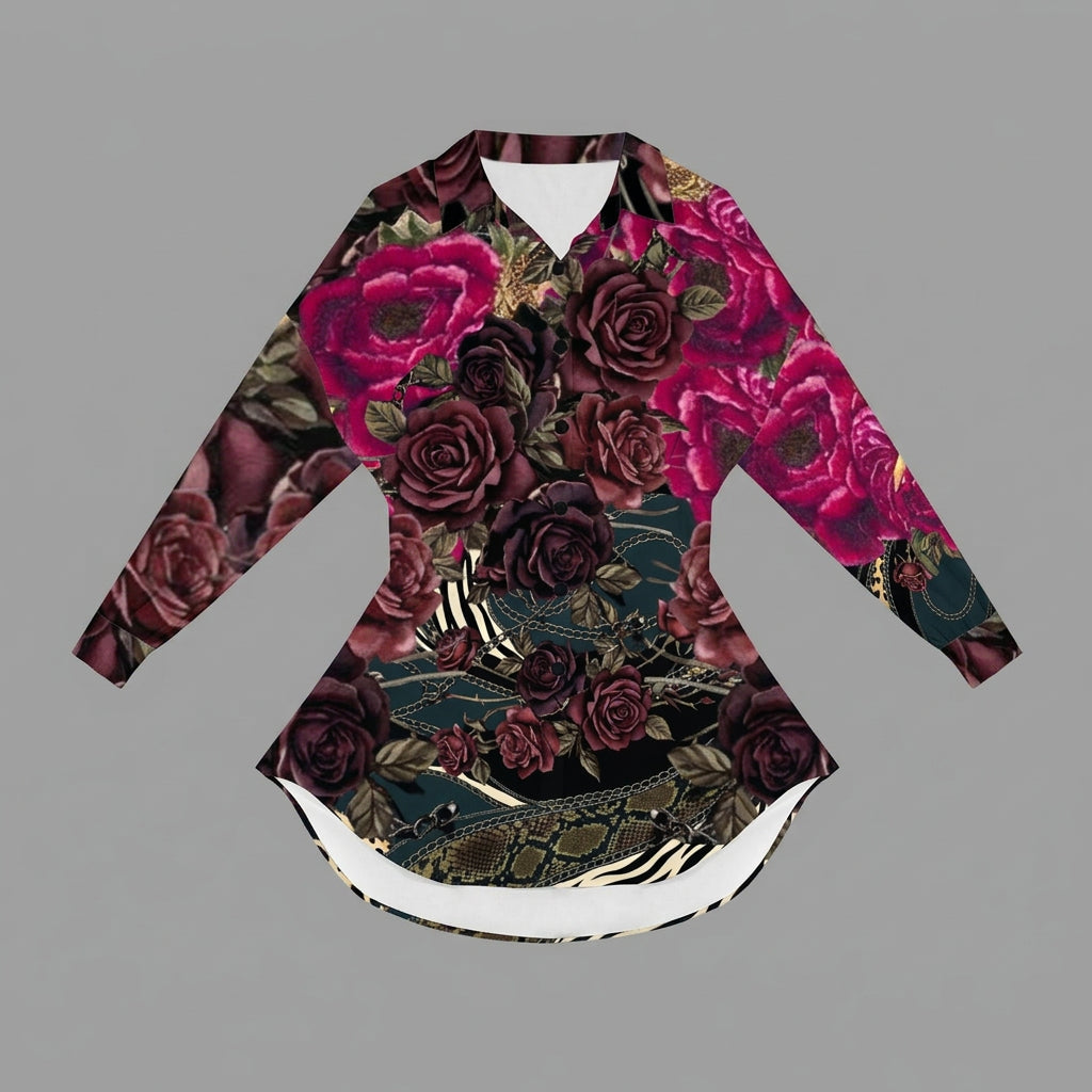 Roses and Animal Shirt Dress
