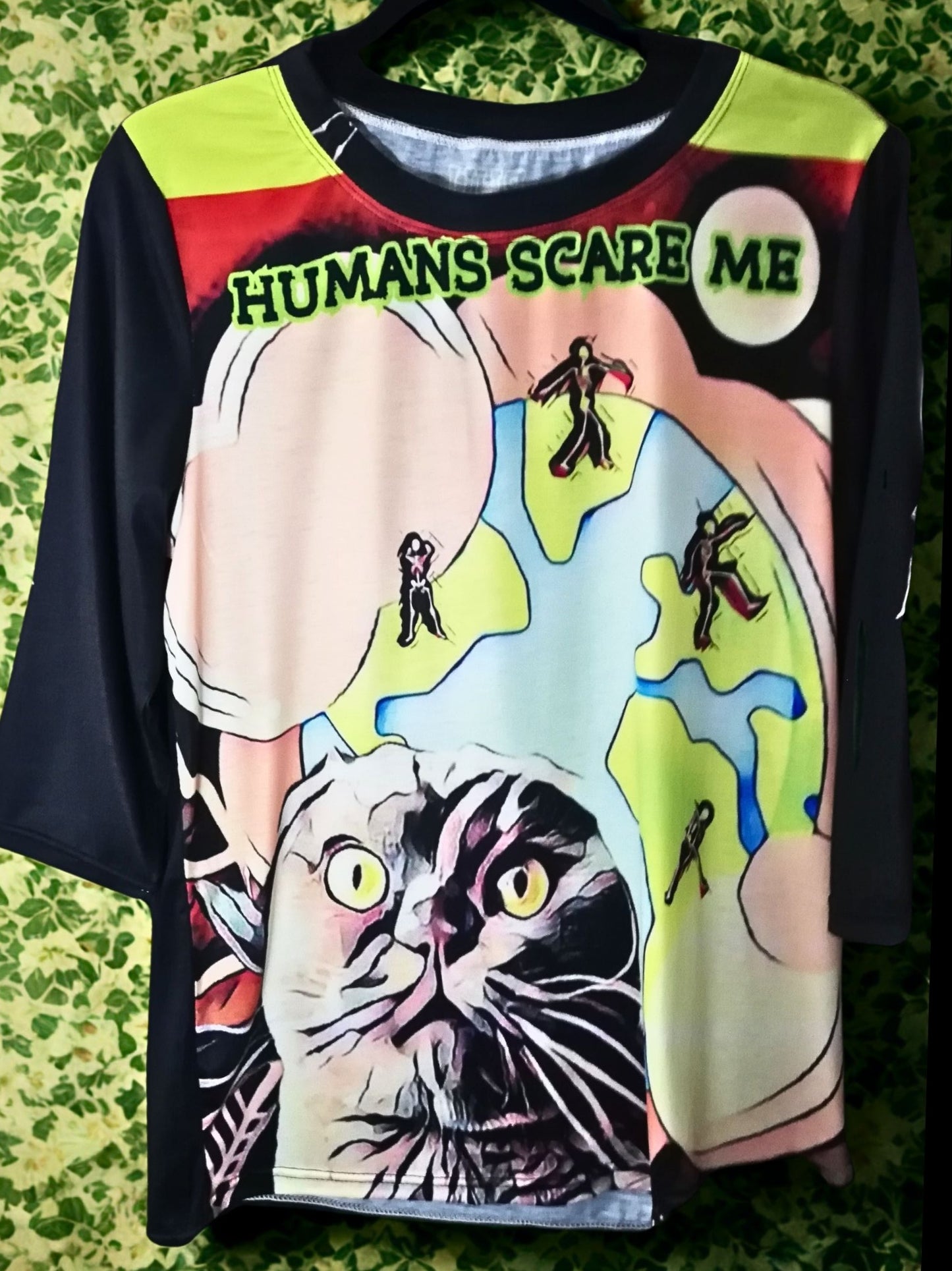 Jimmy Cat No Ears Slob Dance Humans Scare Me Skeletons Moves Half Sleeve T-Shirt