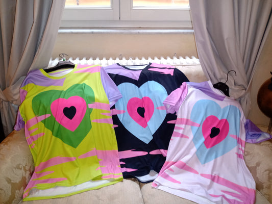 Se Son Rose T-Shirt Heart  Bright Green Violet Pink