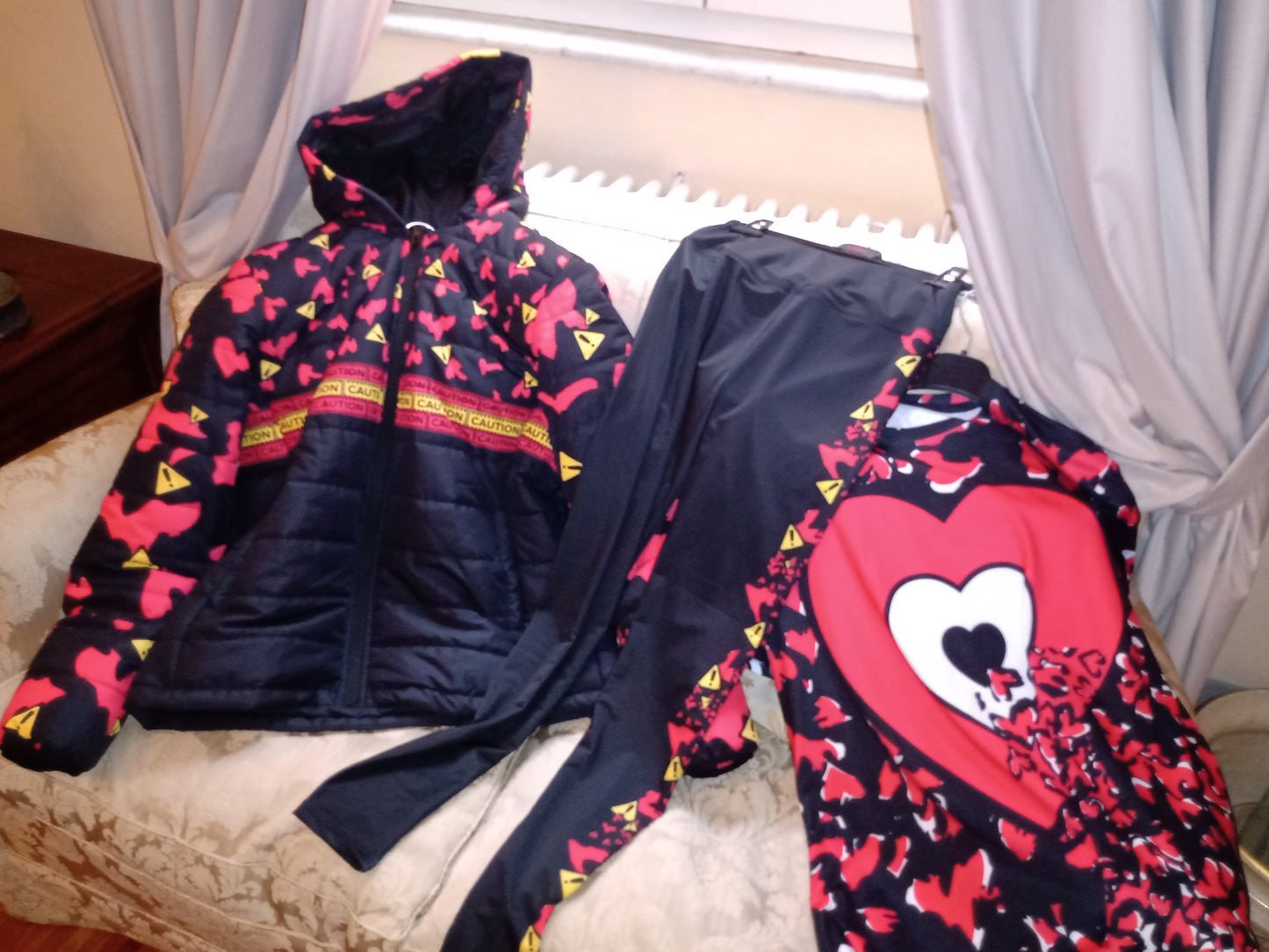 Caution Padded Jacket- Signs & Shredded Hearts