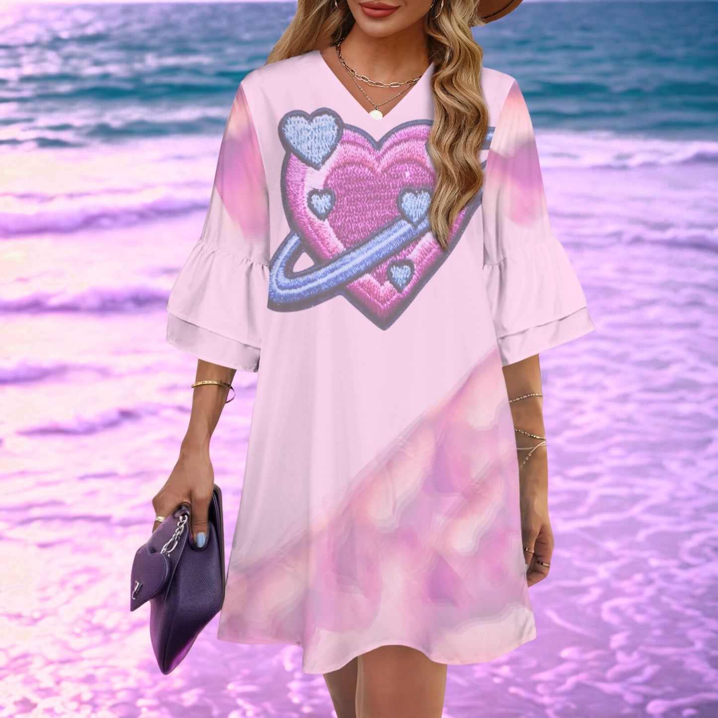 Se Son Rose - Saturn Heart Pale Pink Dress