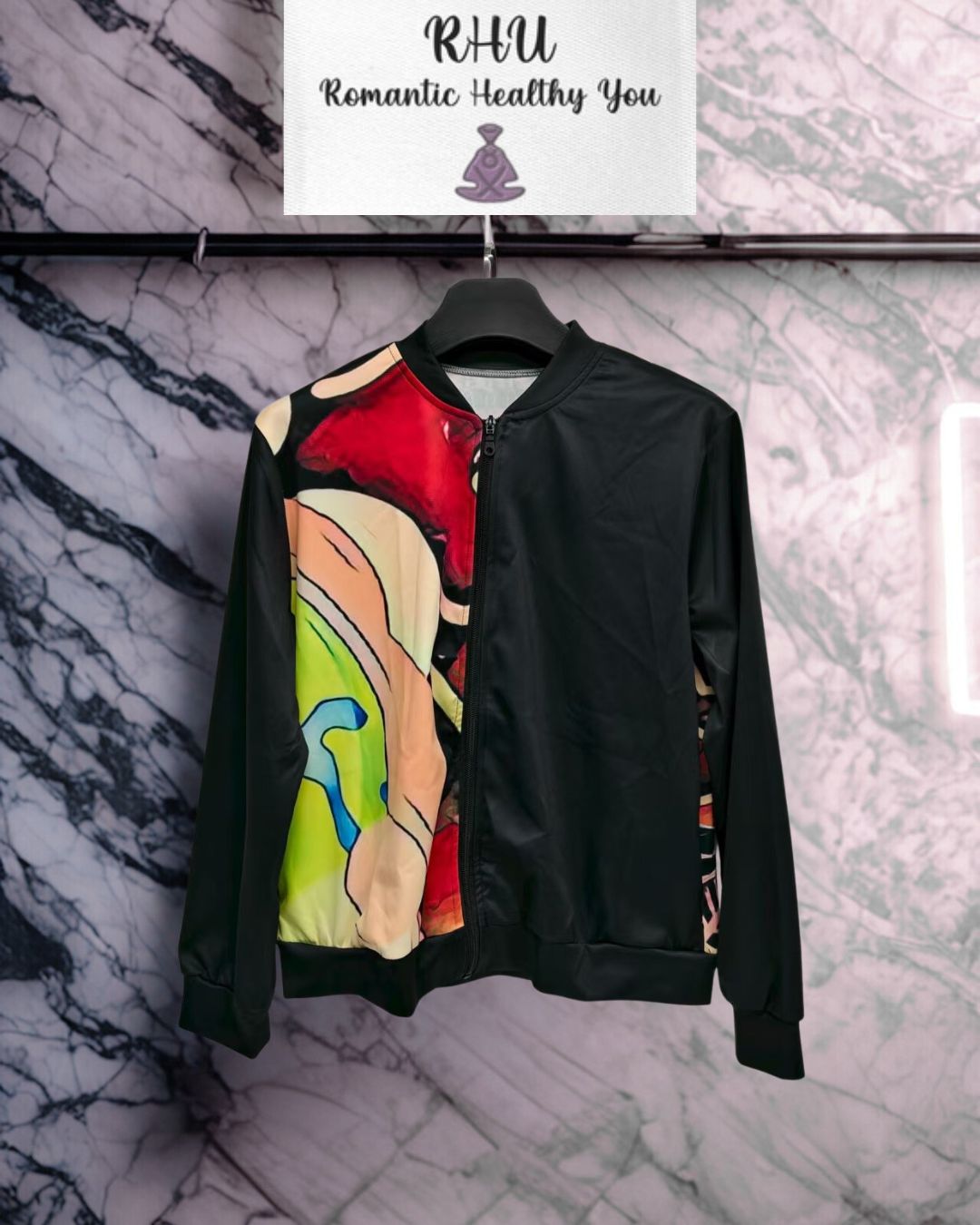 Humans Scare Me Lightweight Jacket Black Half Design Front (No RHU Logo)