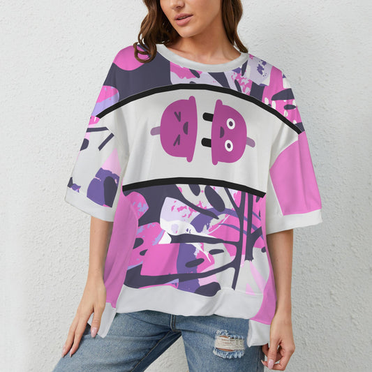 Fear Of Conncetion? Hem T-Shirt -Flowers Pink Sides