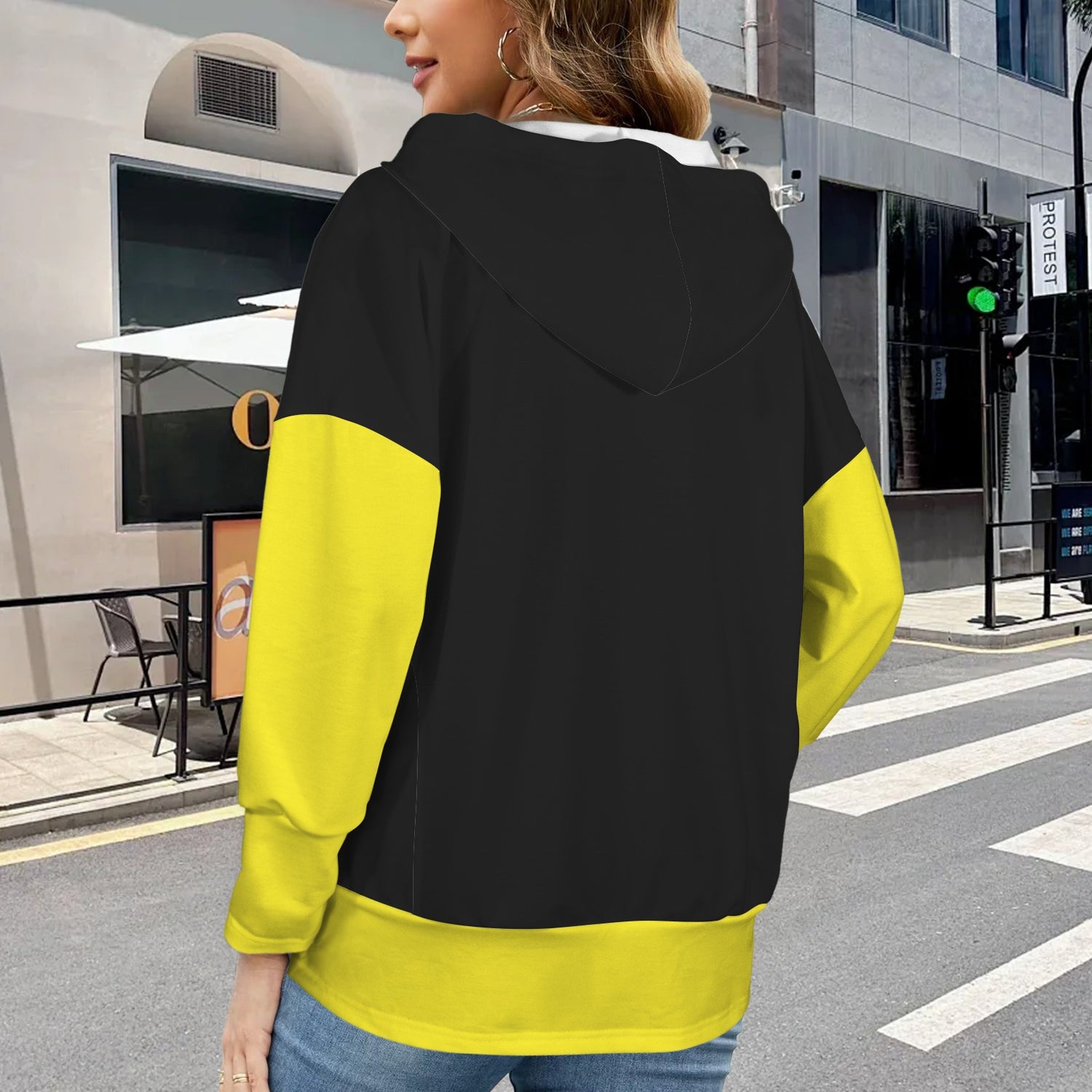 LINFA hoodie Logo & LIttle Hearts Black/Yellow
