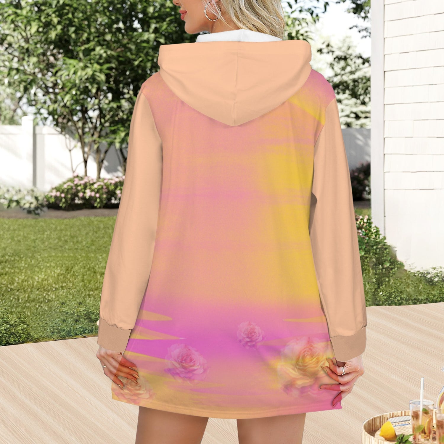 Se Son Rose Fioriranno (Missing U) Short Hoodie Dress Pale Pink