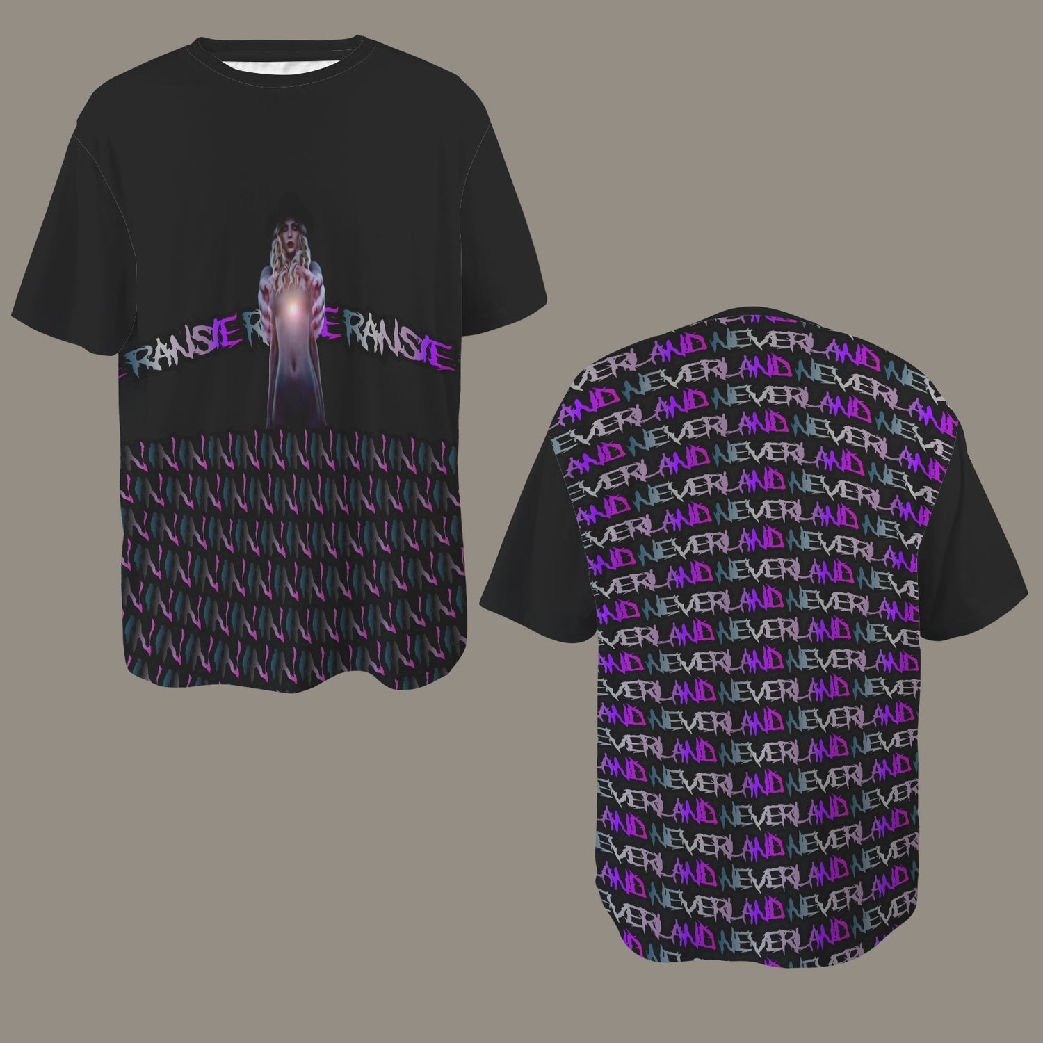 RANSIE IN NEVERLAND FIGURE GHOSTS WALL BLUE T-SHIRT