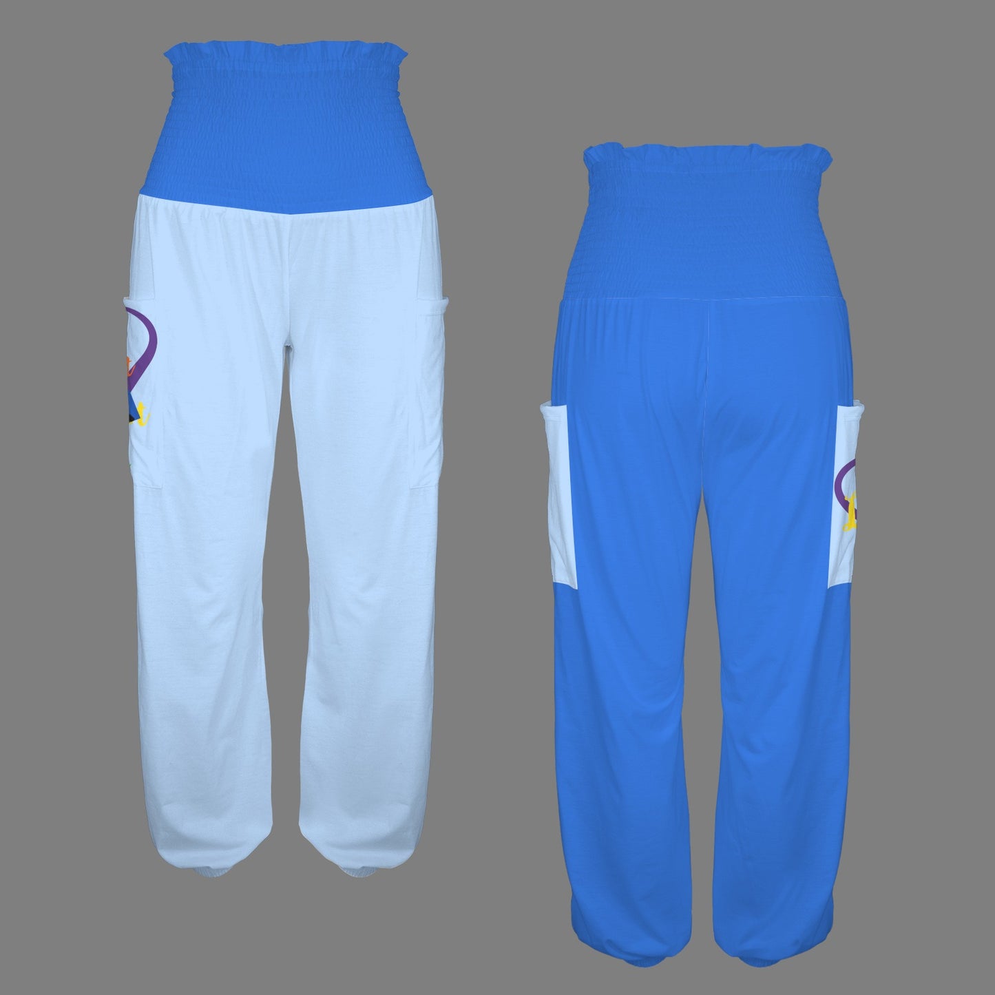 LINFA PANTS High Elastic Waist Blue Light Blue Eyes Front