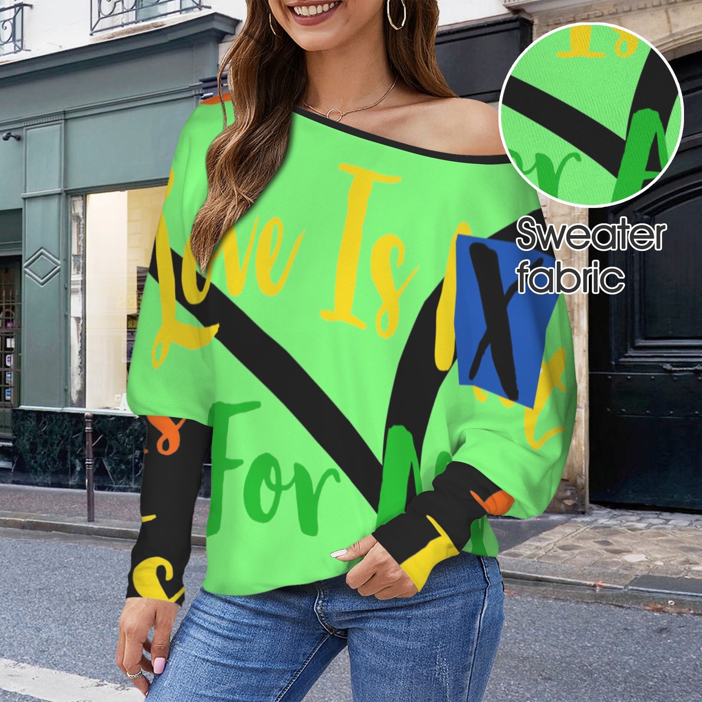 Mosquitoes Sweater Bright Green Black Sleeve